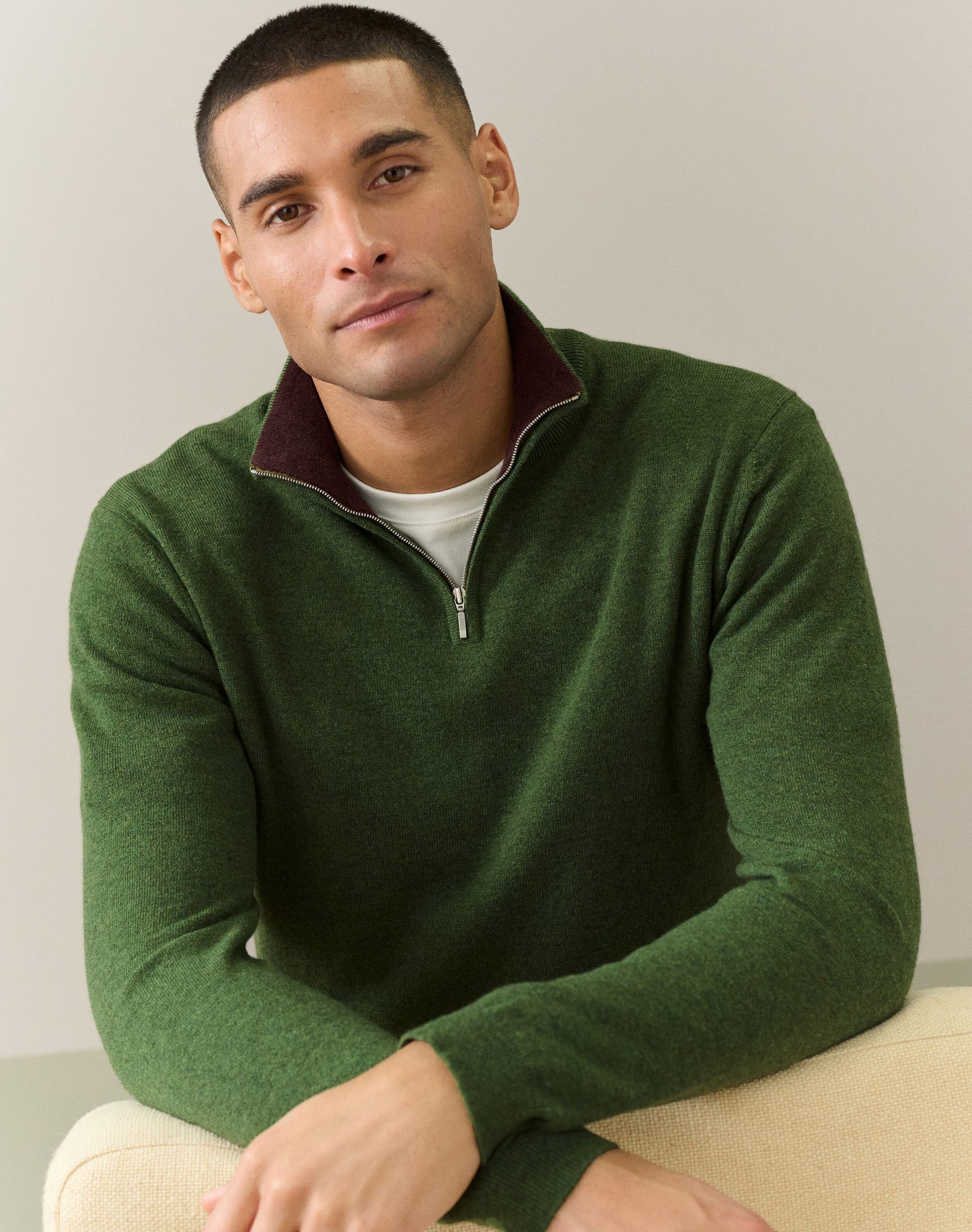 Cashmere Zip Turtle Neck Jumper