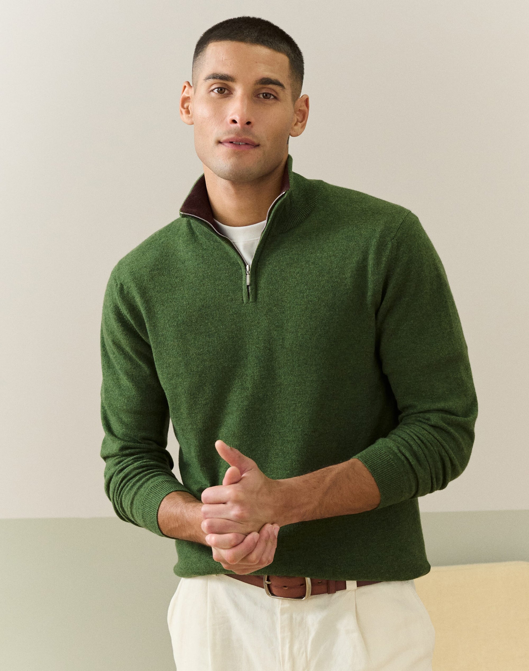 Cashmere Zip Turtle Neck Jumper