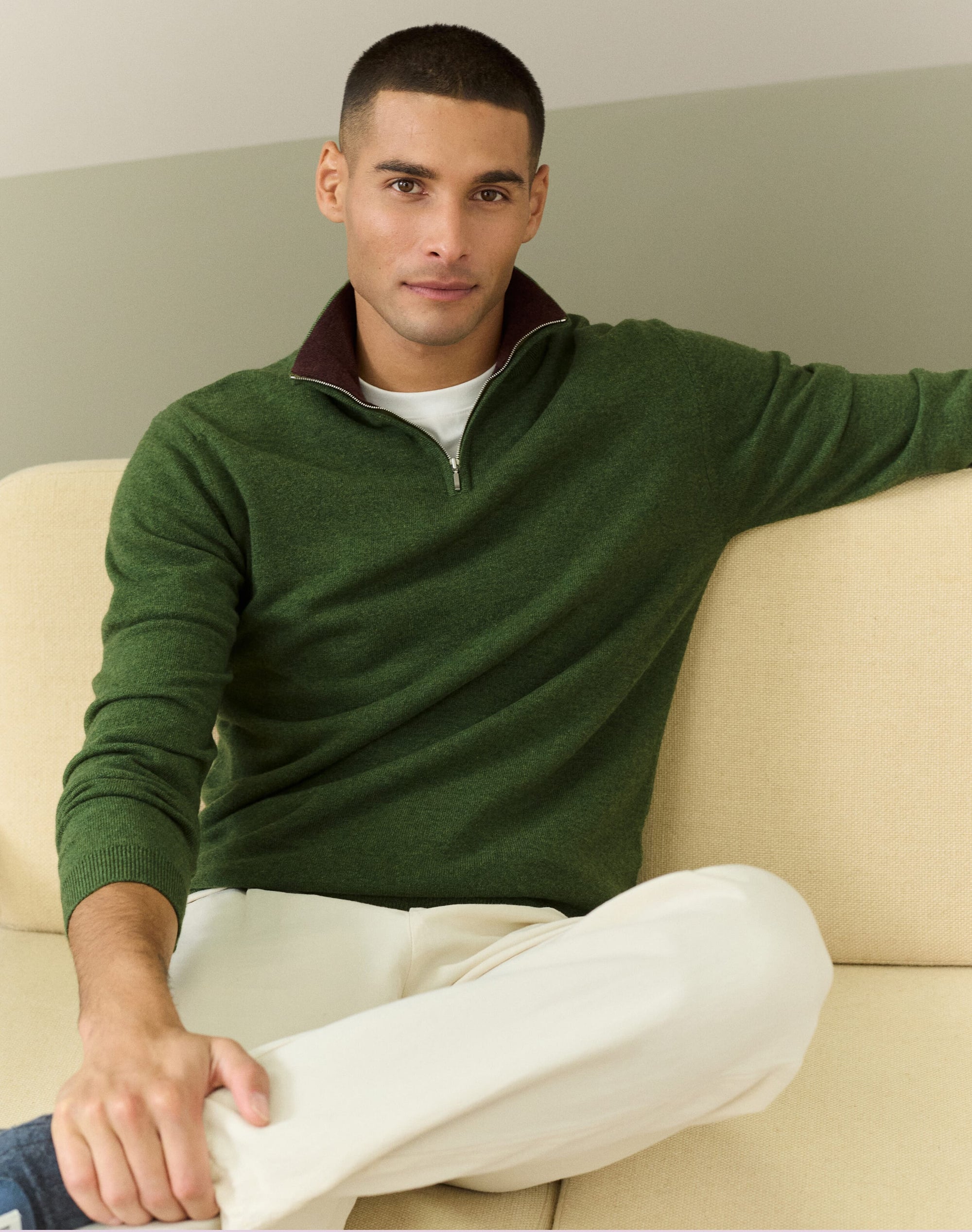 Cashmere Zip Turtle Neck Jumper