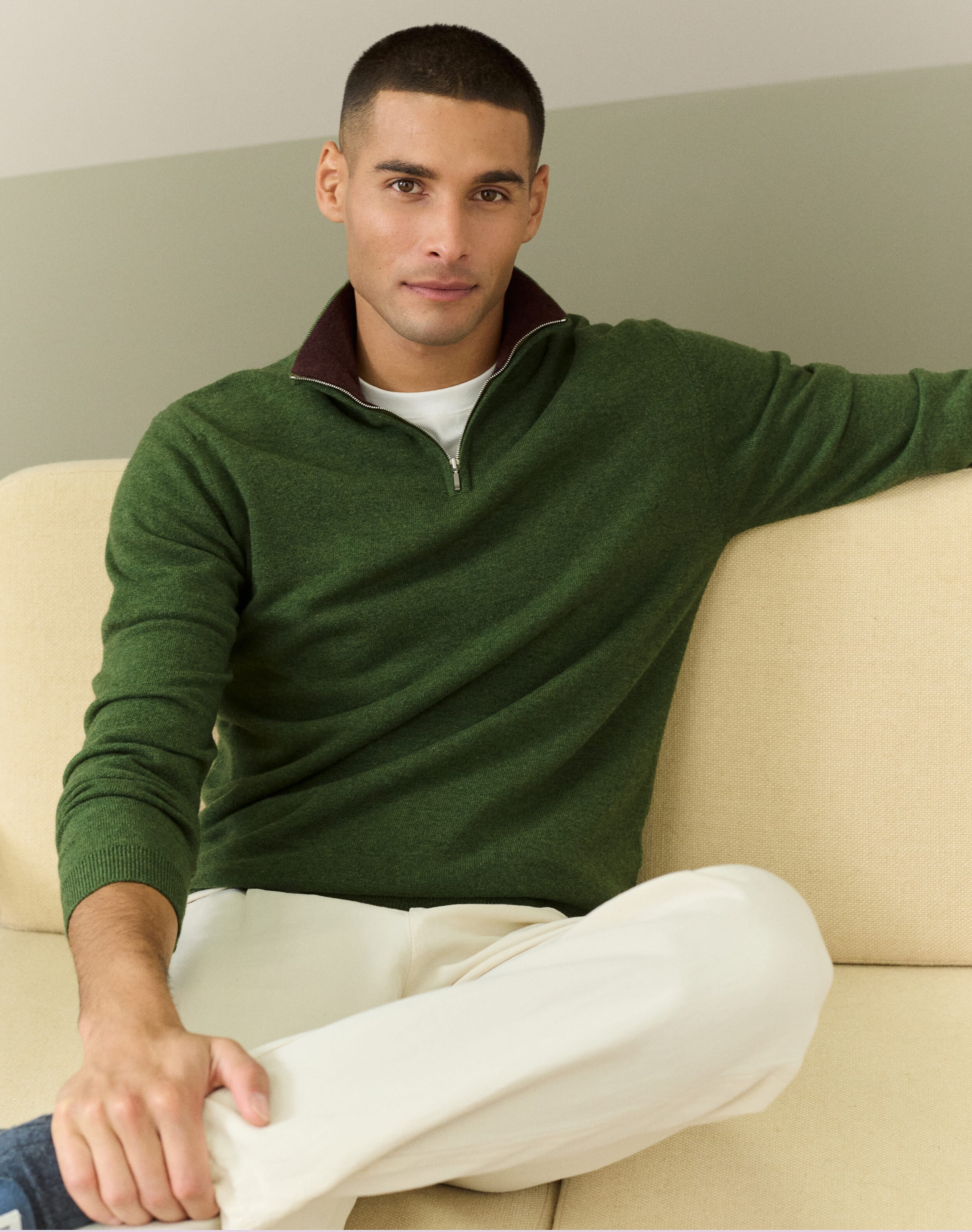 Cashmere Zip Turtle Neck Jumper