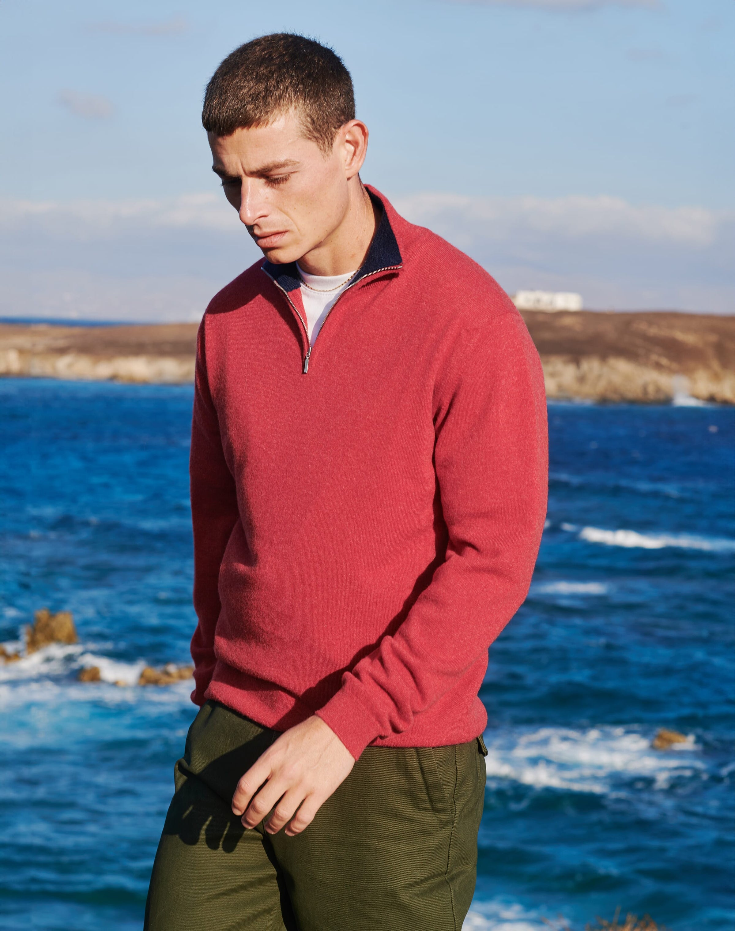 Cashmere Zip Turtle Neck Jumper