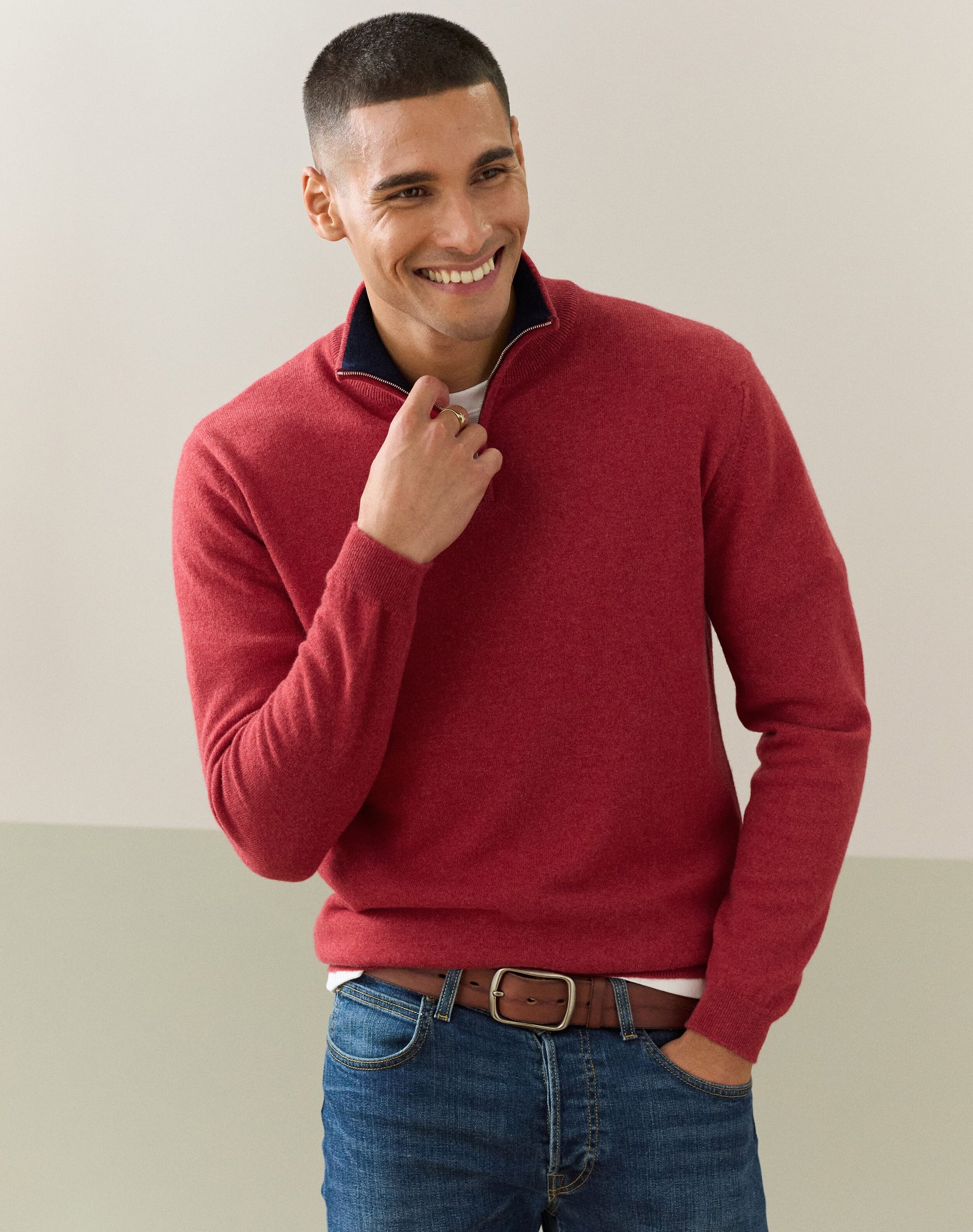 Cashmere Zip Turtle Neck Jumper