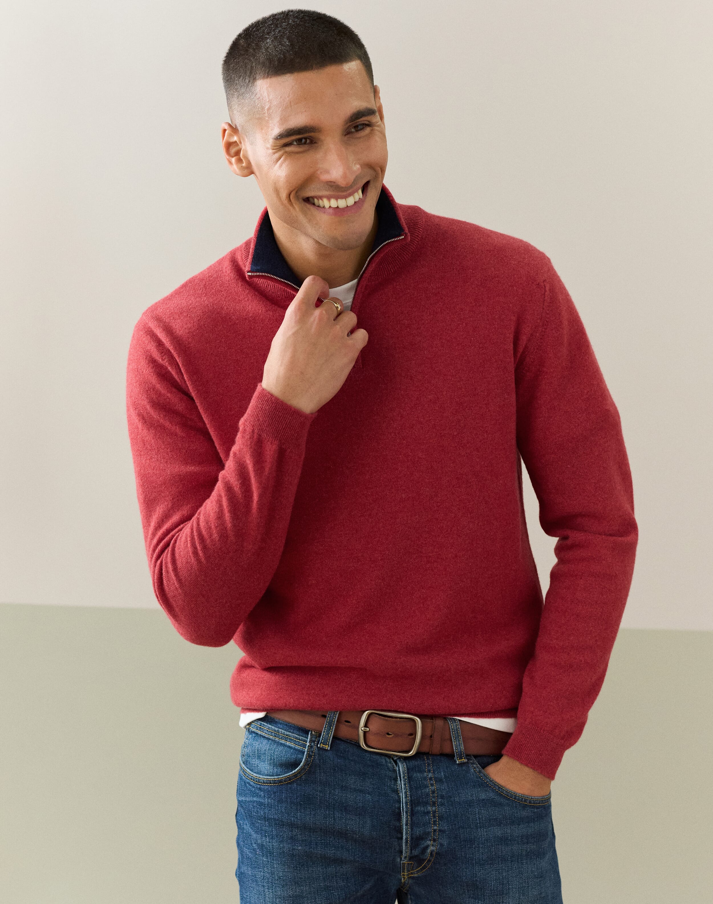 Cashmere Zip Turtle Neck Jumper