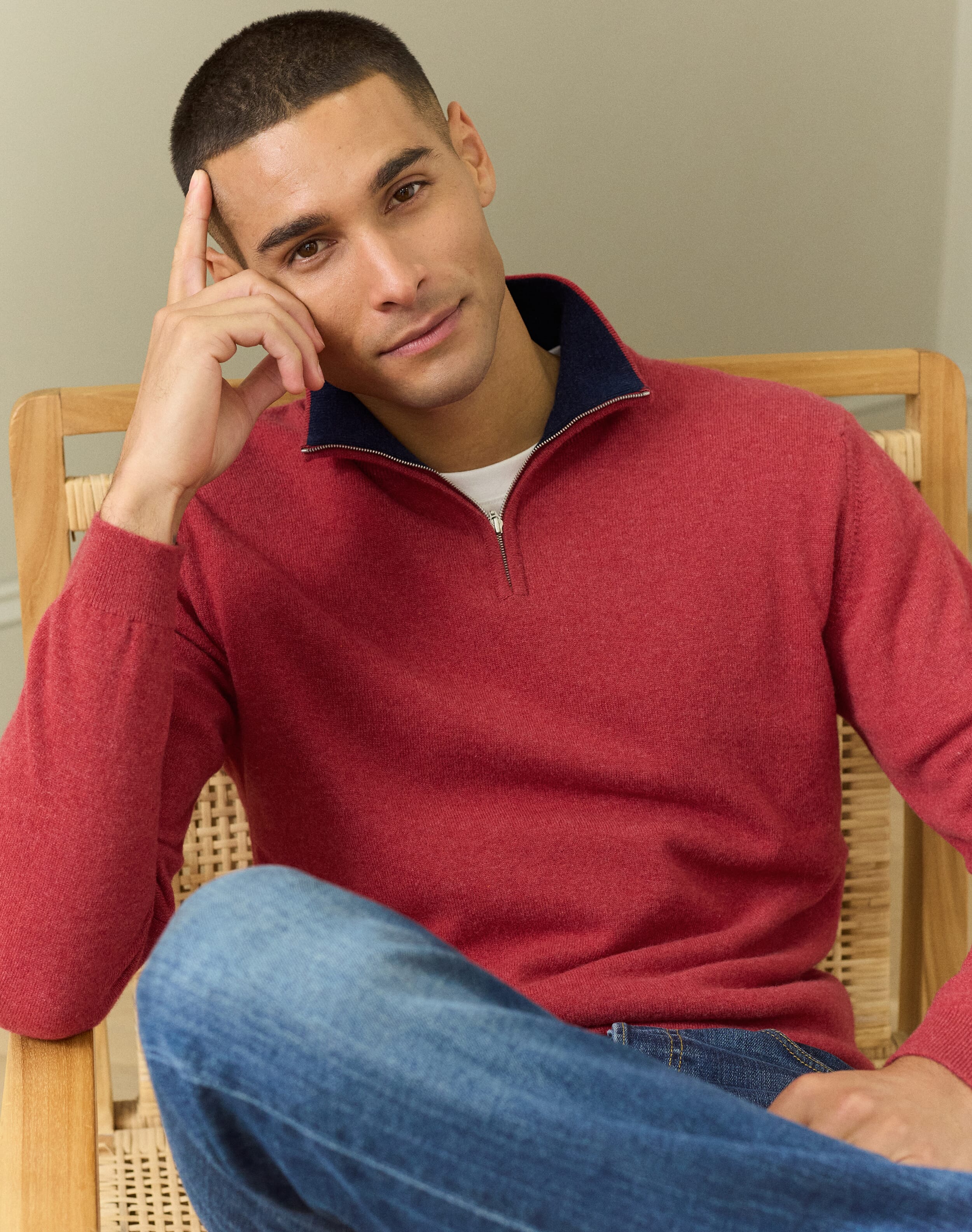 Cashmere Zip Turtle Neck Jumper
