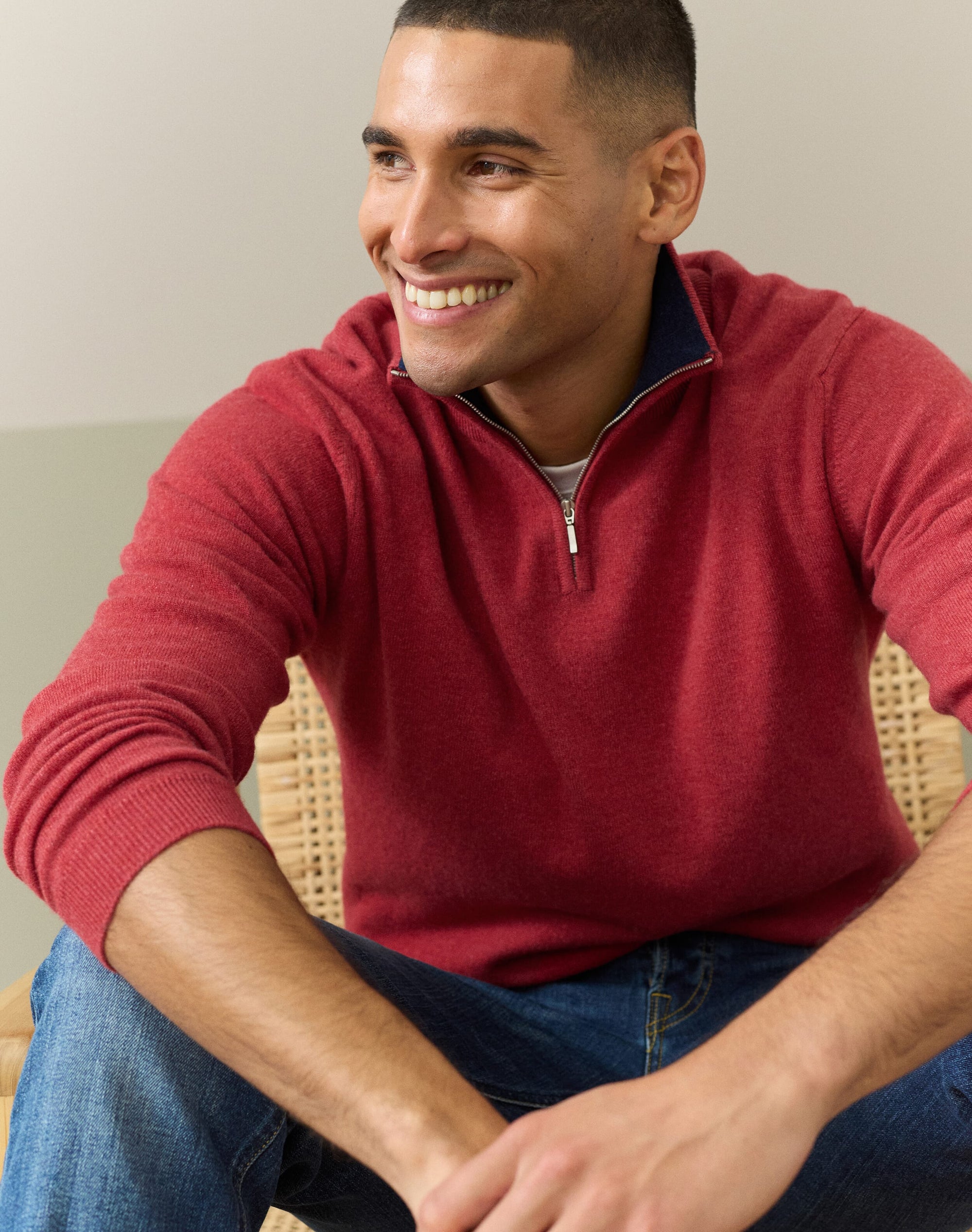 Cashmere Zip Turtle Neck Jumper