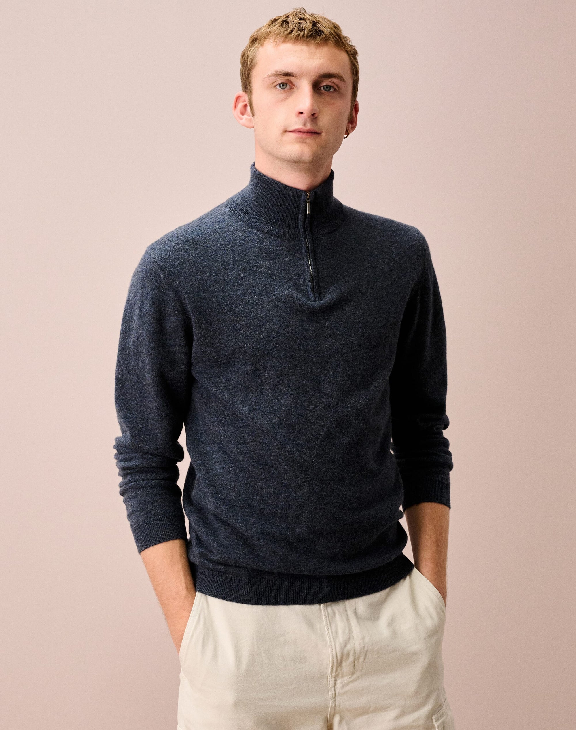 Cashmere Zip Turtle Neck Jumper