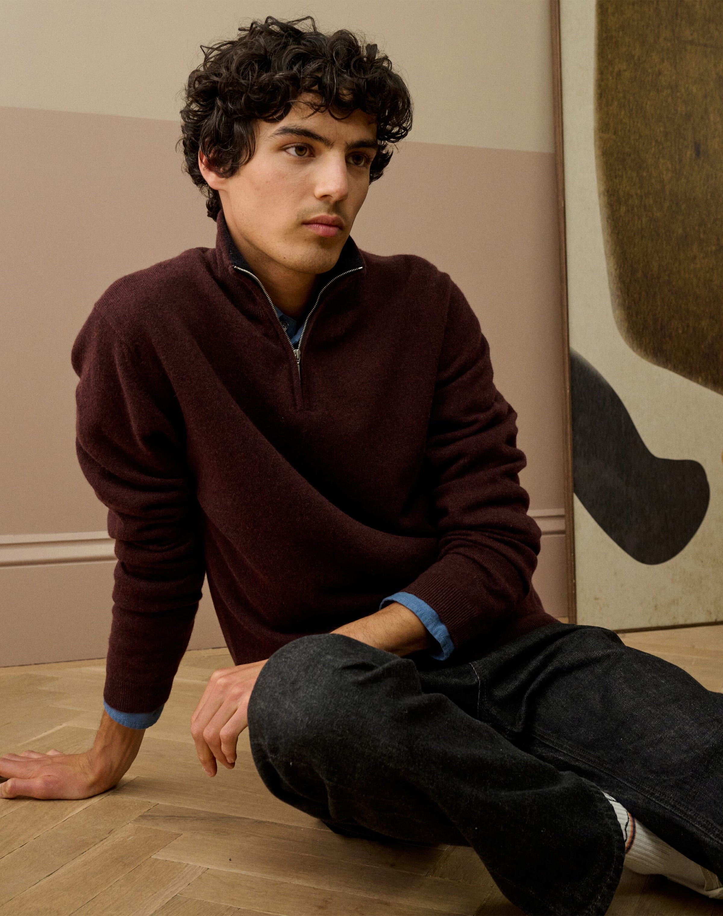 Cashmere Zip Turtle Neck Jumper