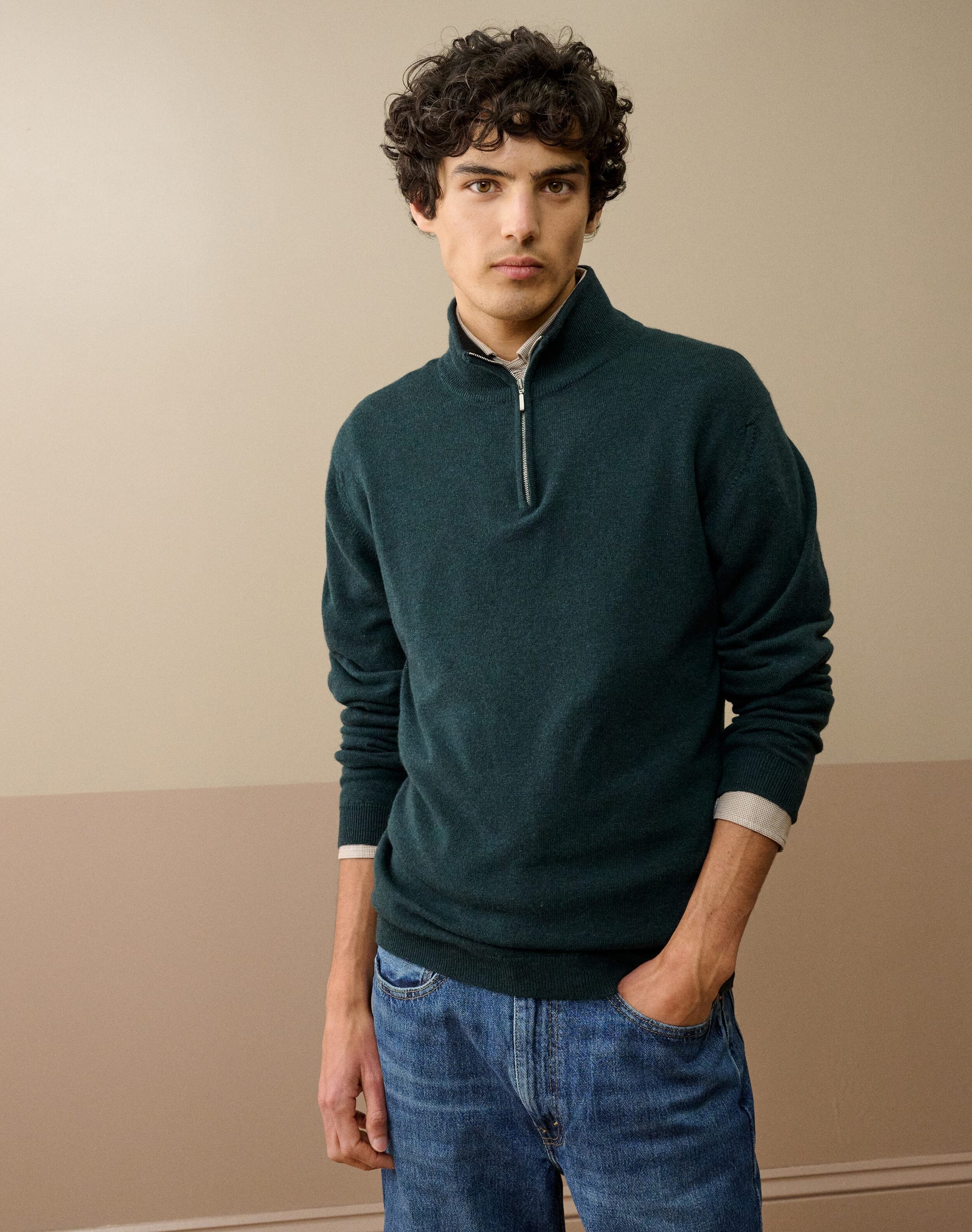 Cashmere Zip Turtle Neck Jumper