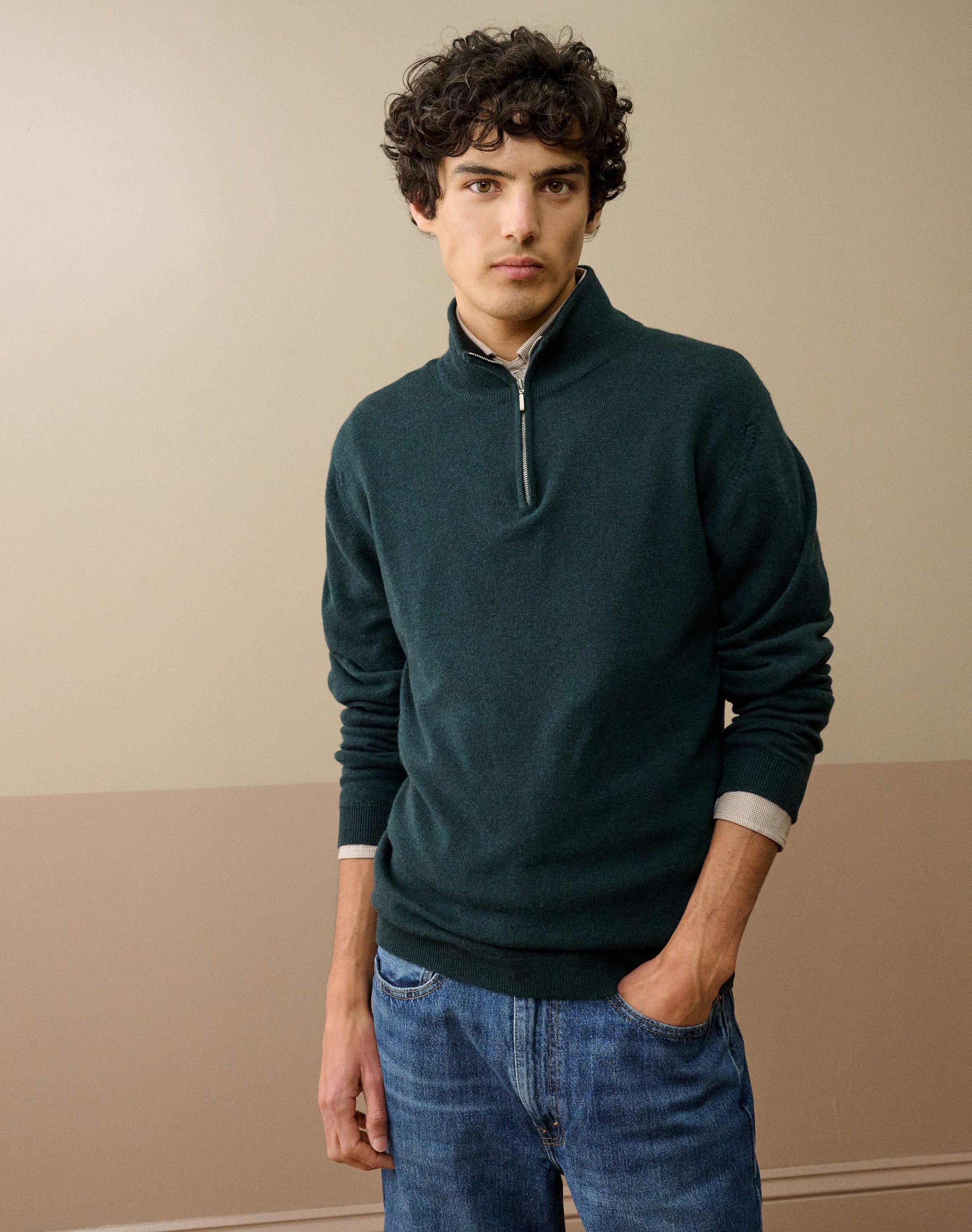 Cashmere Zip Turtle Neck Jumper