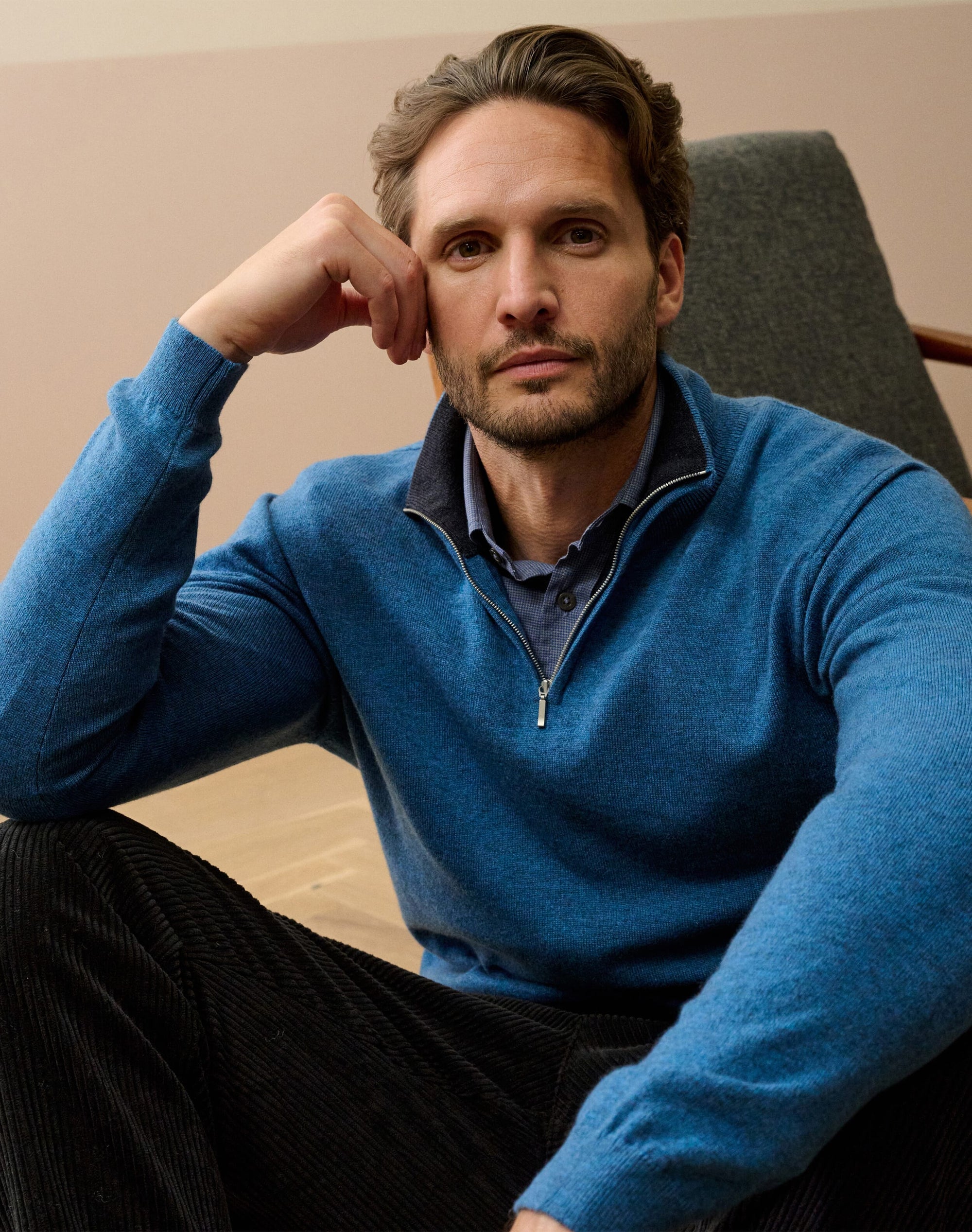 Cashmere Zip Turtle Neck Jumper
