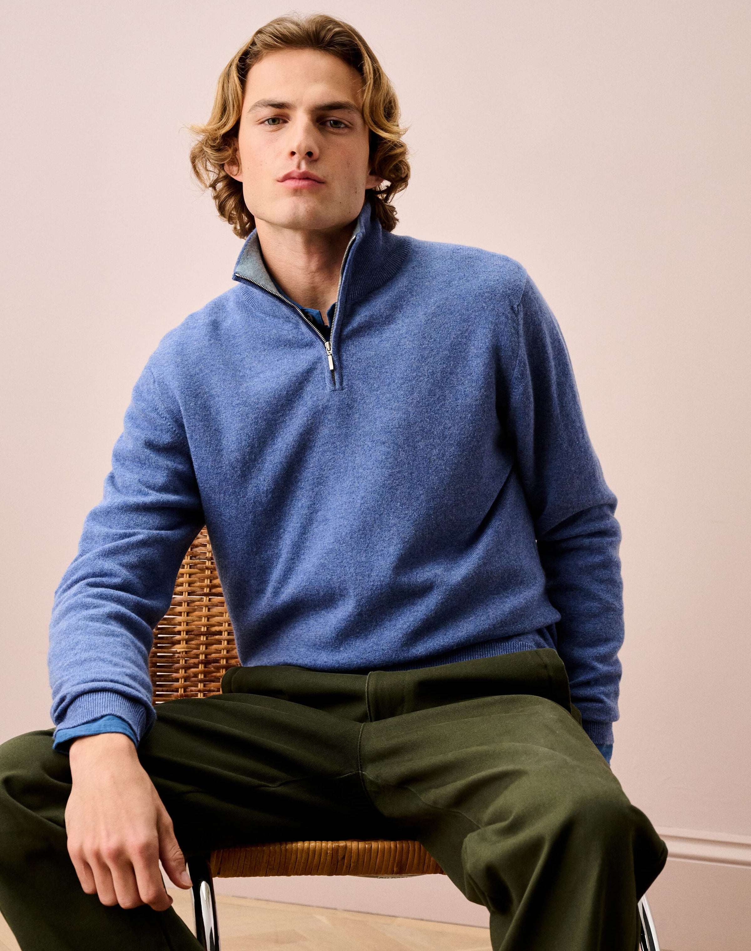 Cashmere Zip Turtle Neck Jumper