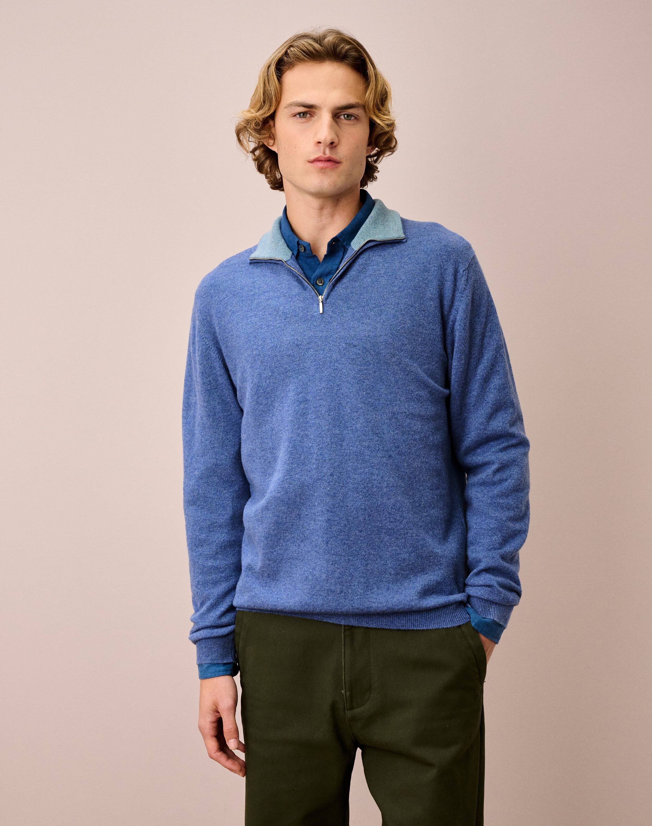 Cashmere Zip Turtle Neck Jumper
