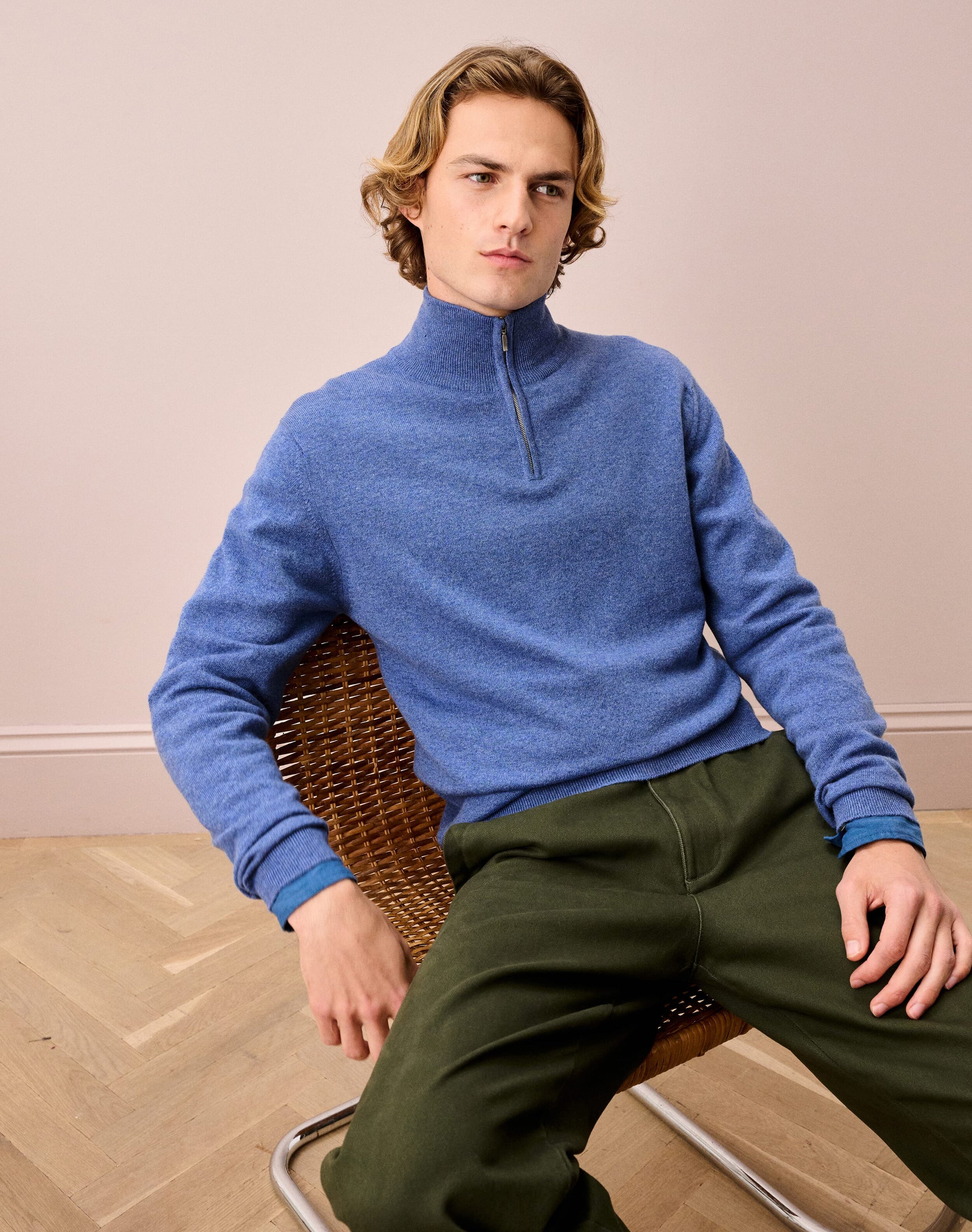 Cashmere Zip Turtle Neck Jumper