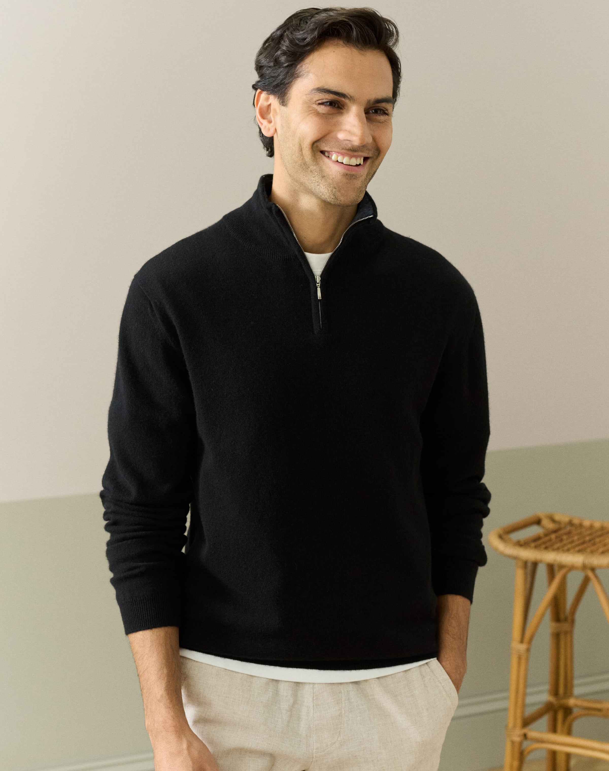 Cashmere Zip Turtle Neck Jumper