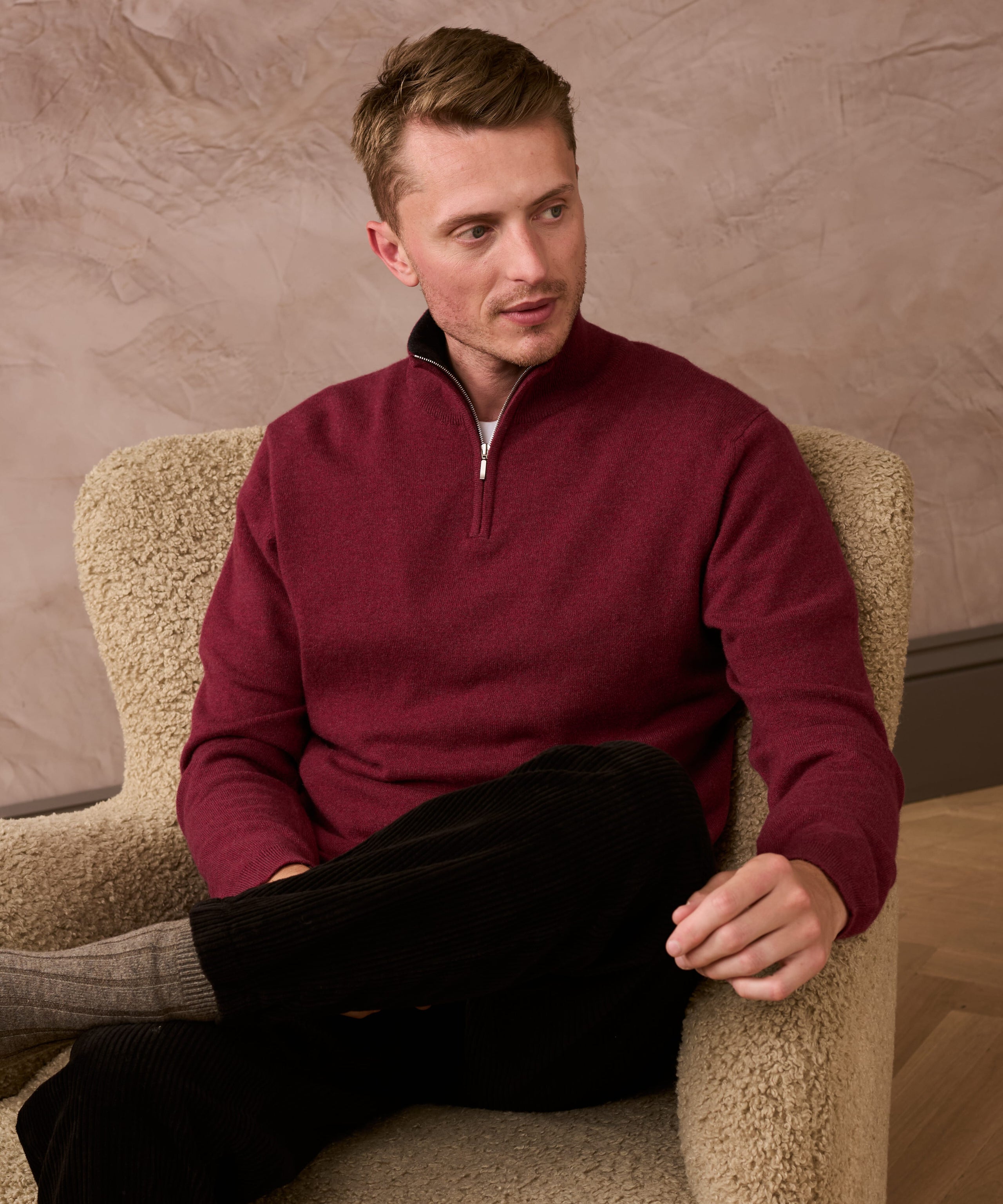 Cashmere Zip Turtle Neck Jumper