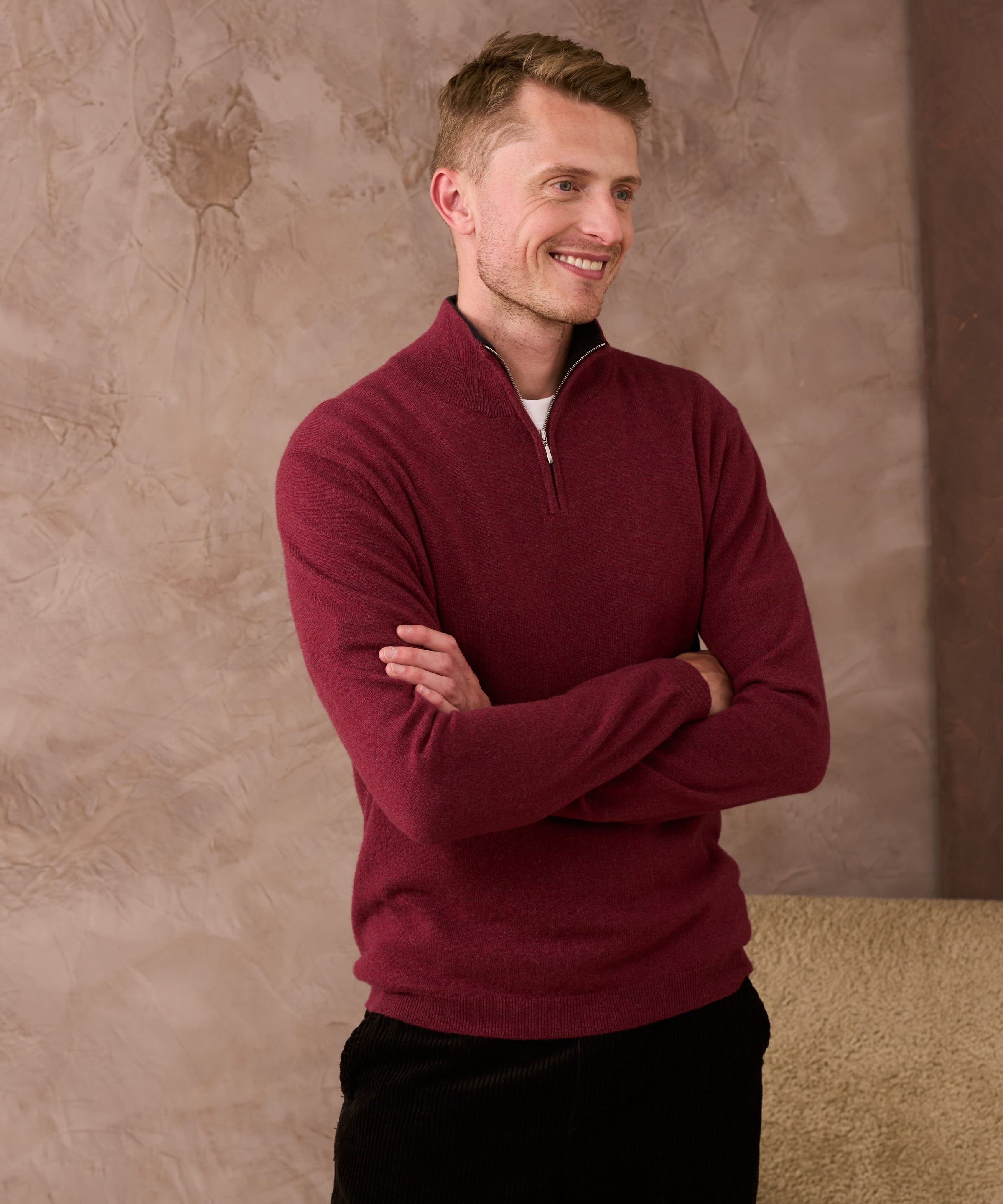 Cashmere Zip Turtle Neck Jumper