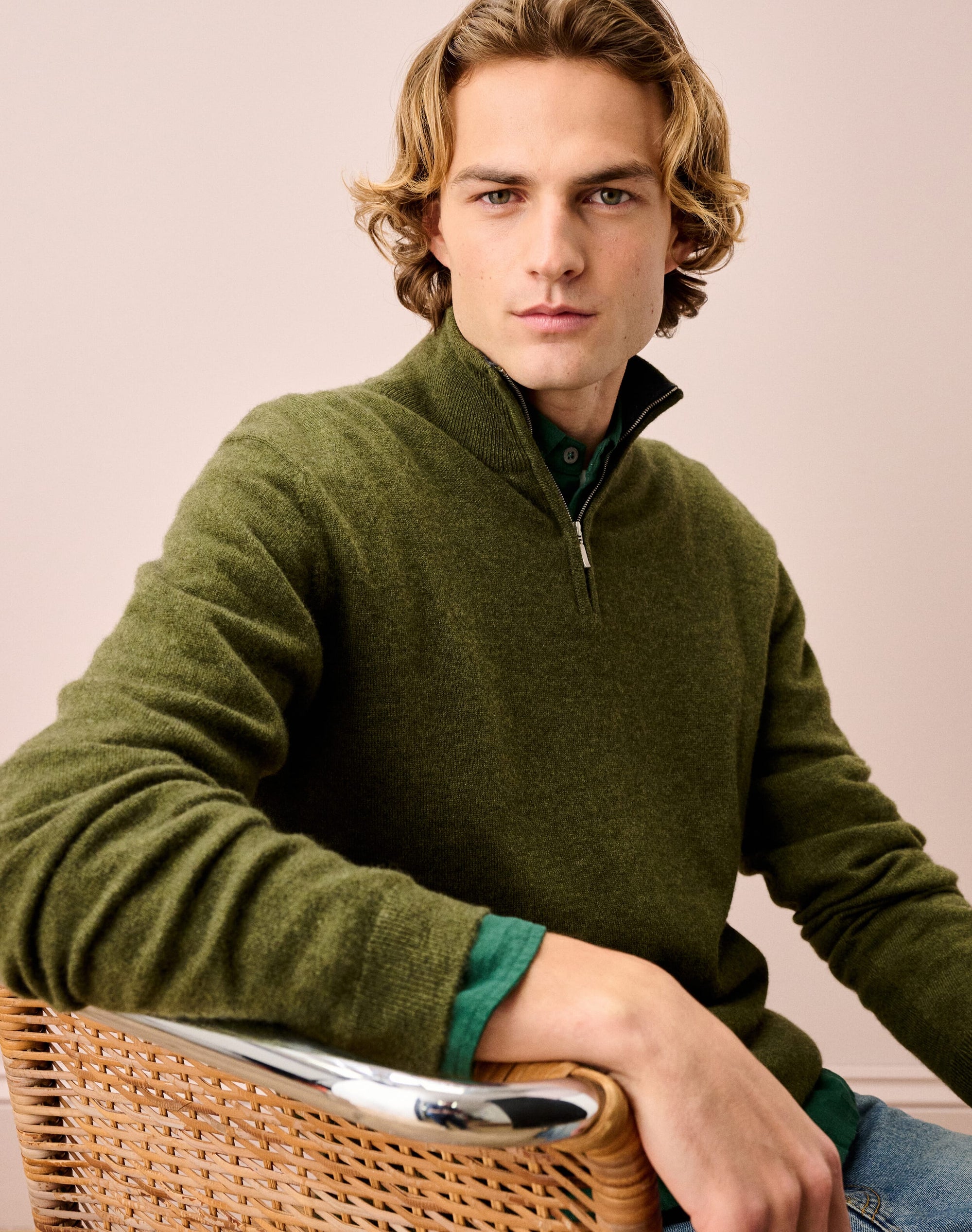 Cashmere Zip Turtle Neck Jumper