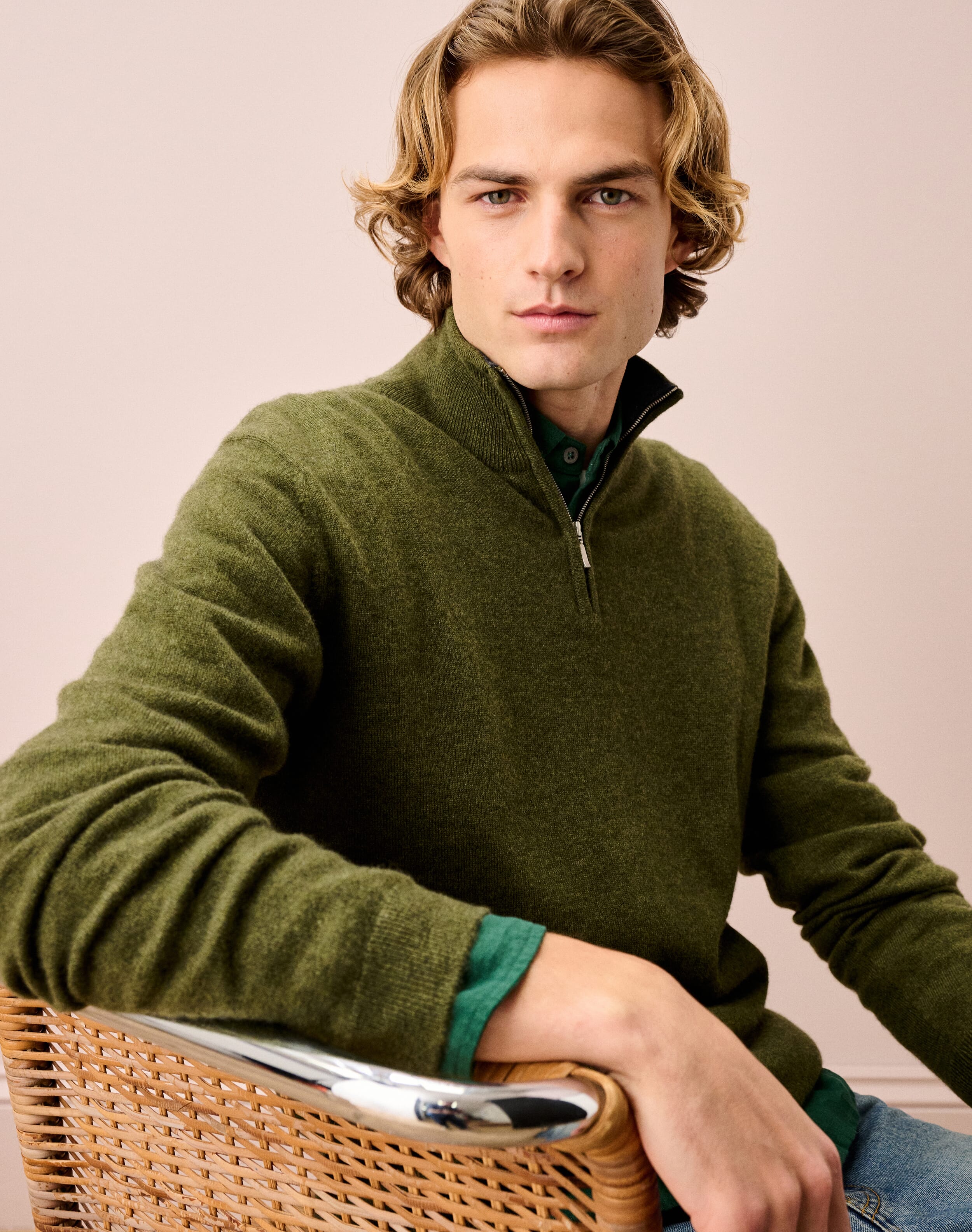 Cashmere Zip Turtle Neck Jumper