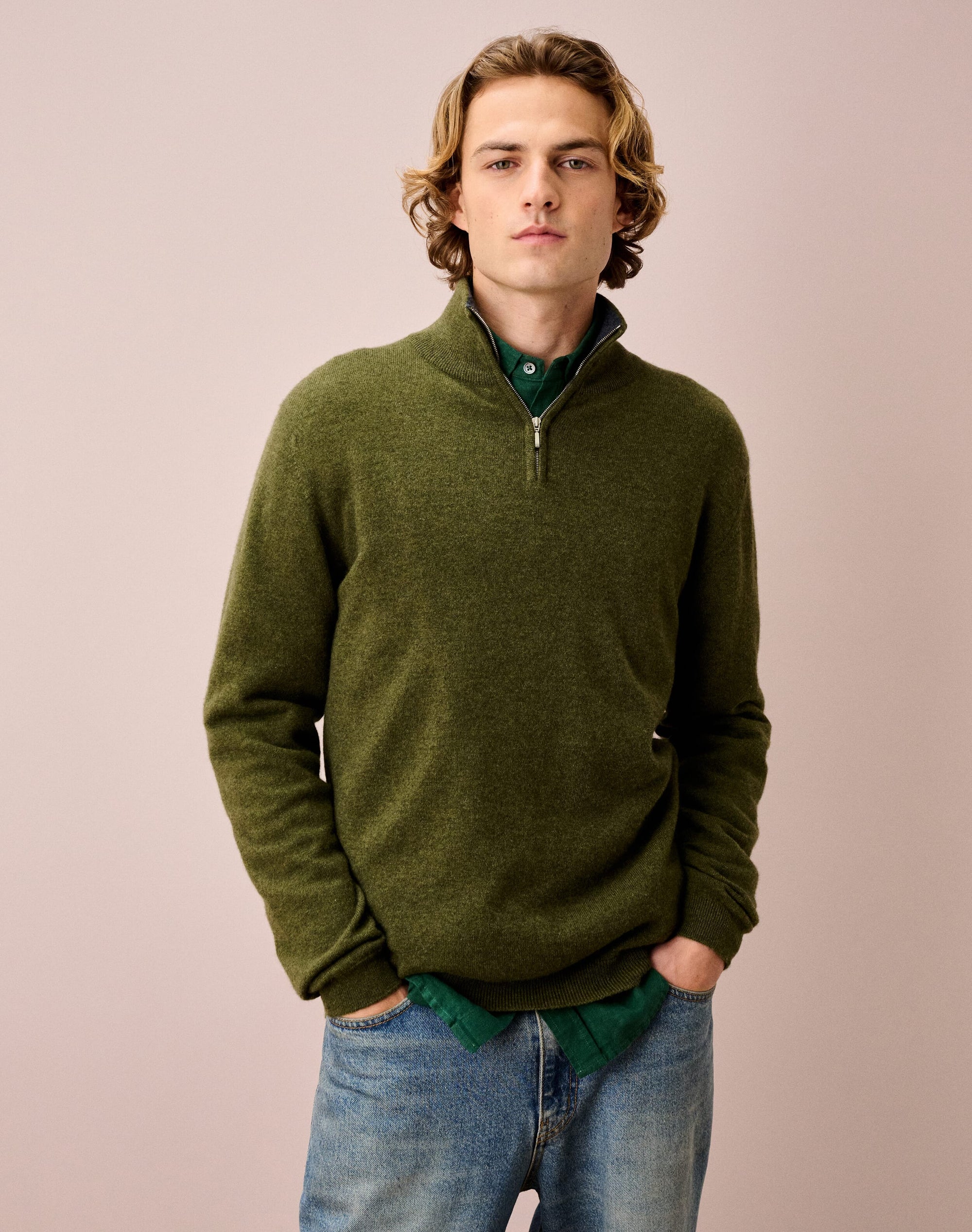 Cashmere Zip Turtle Neck Jumper
