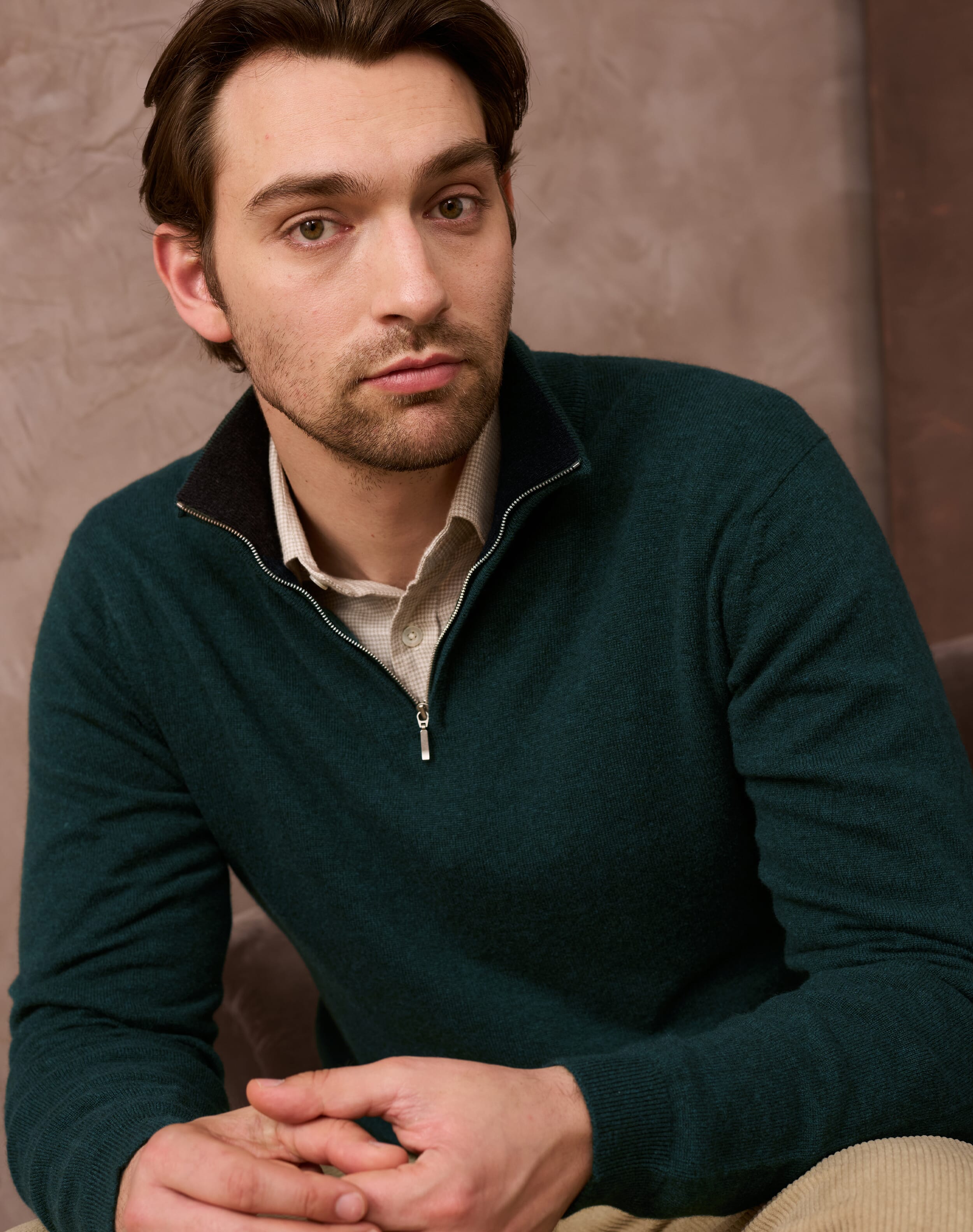 Cashmere Zip Turtle Neck Jumper