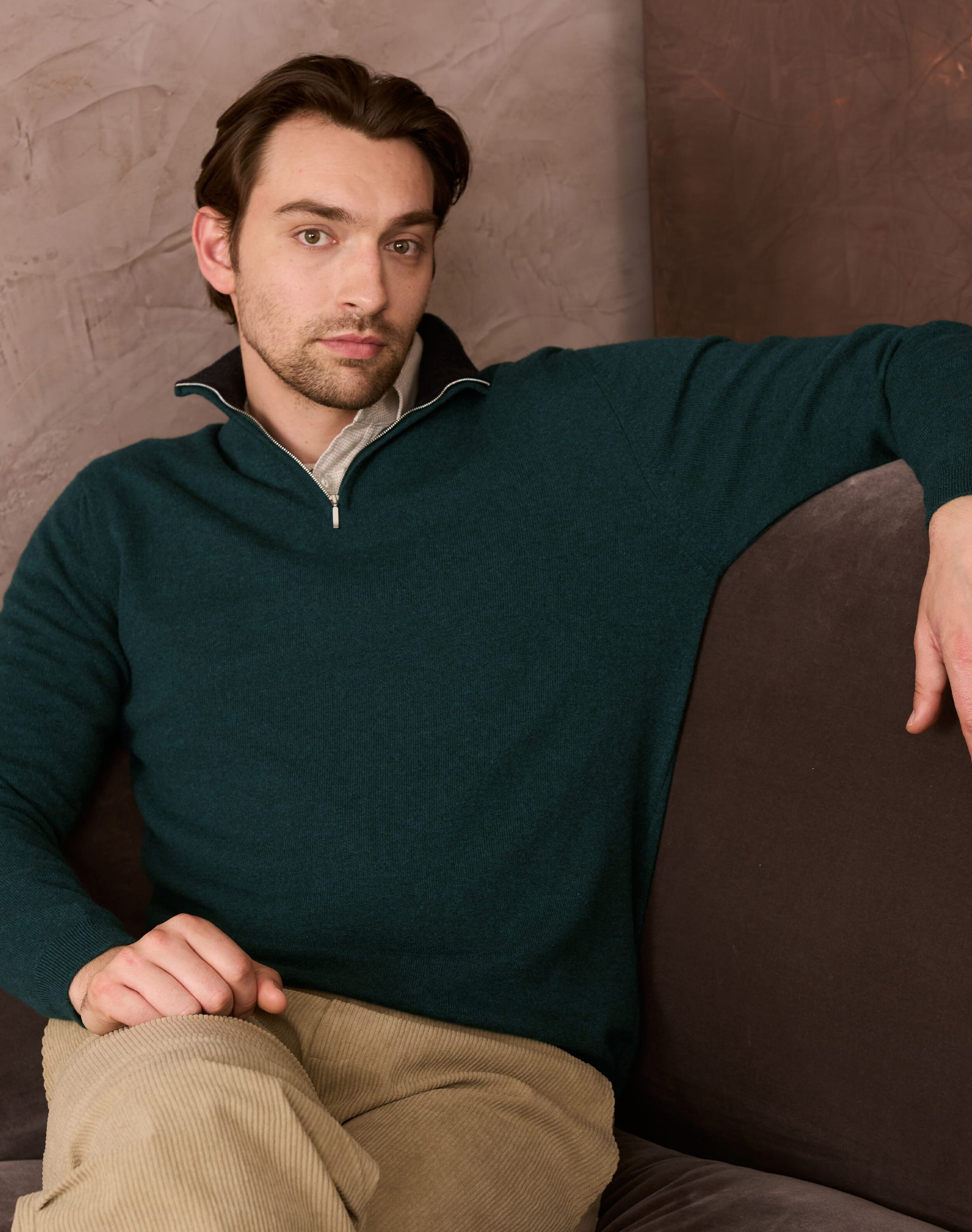 Cashmere Zip Turtle Neck Jumper