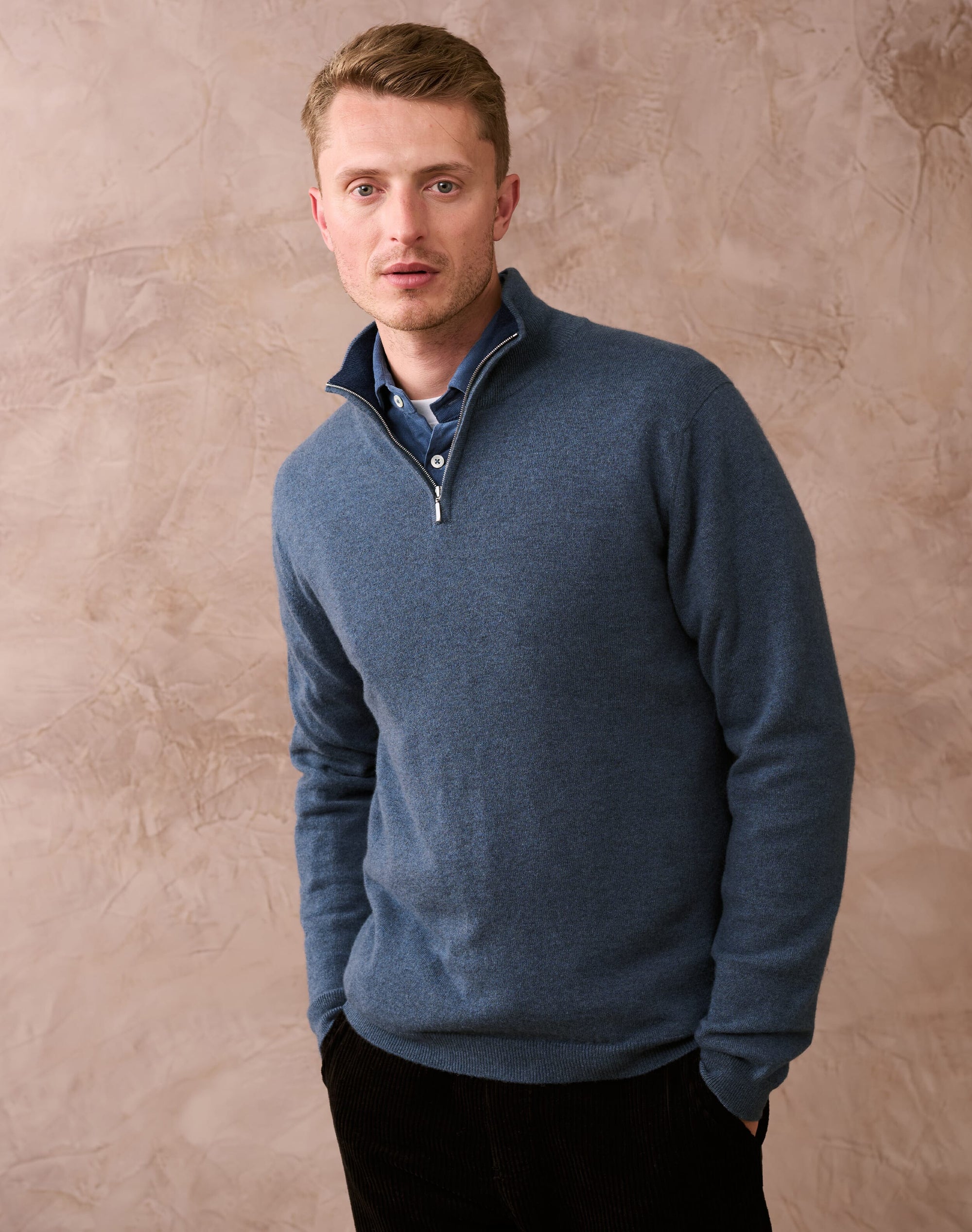 Cashmere Zip Turtle Neck Jumper