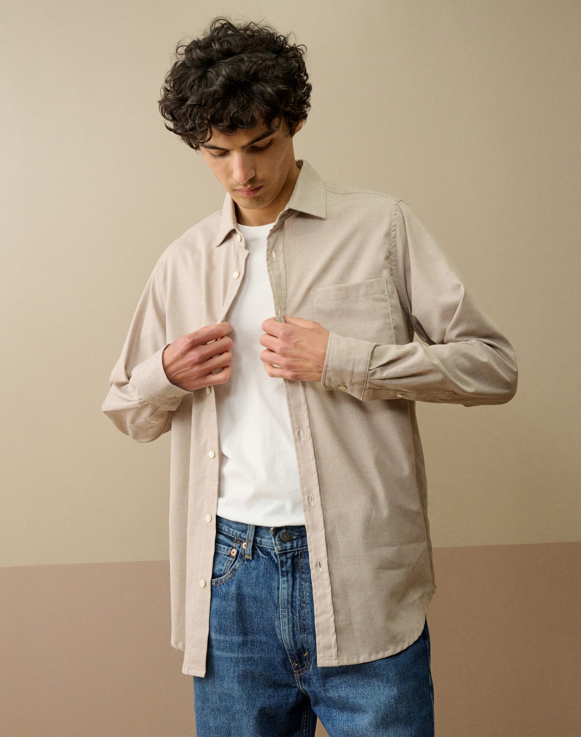 Mini Houndstooth Cotton Shirt