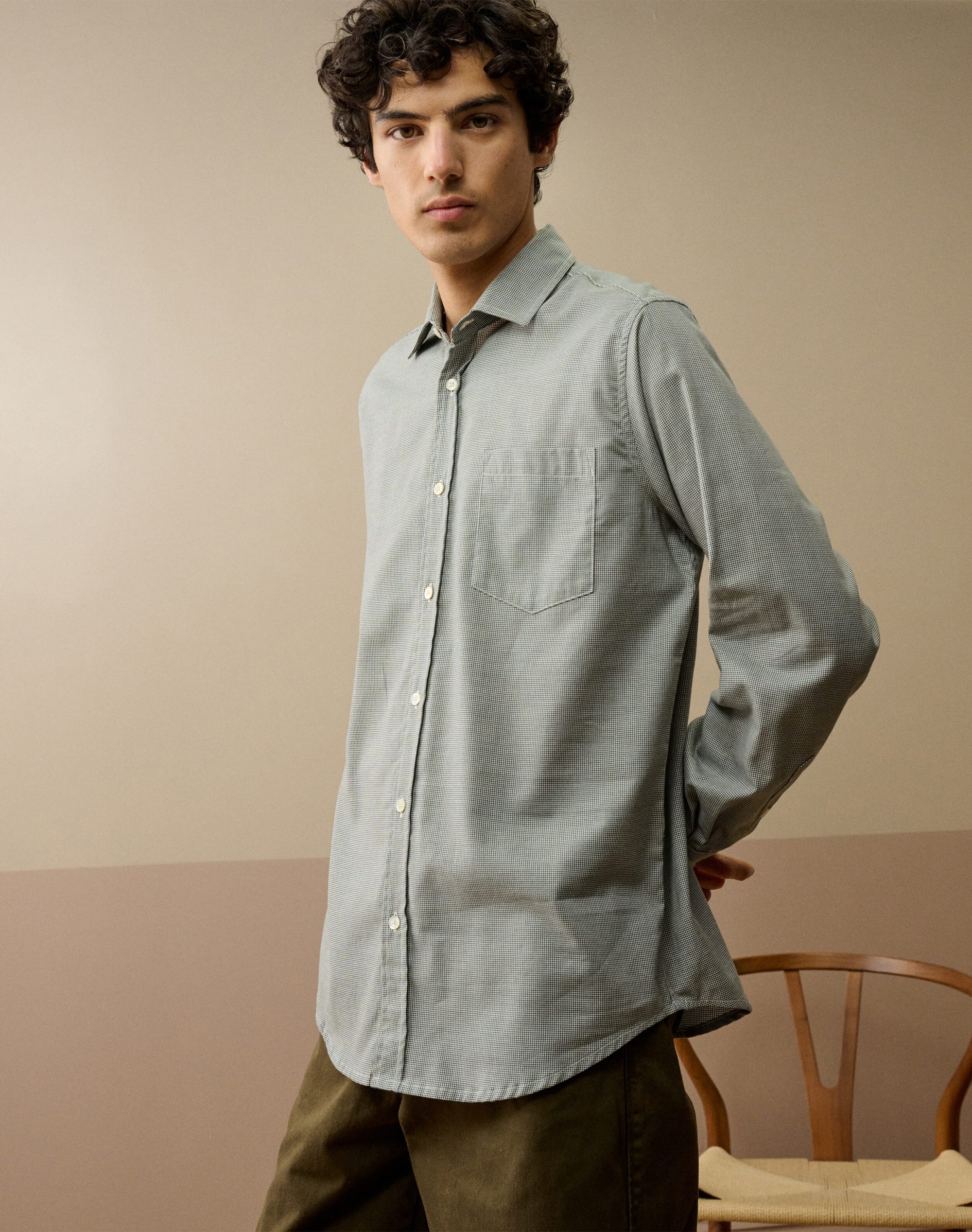 Mini Houndstooth Cotton Shirt