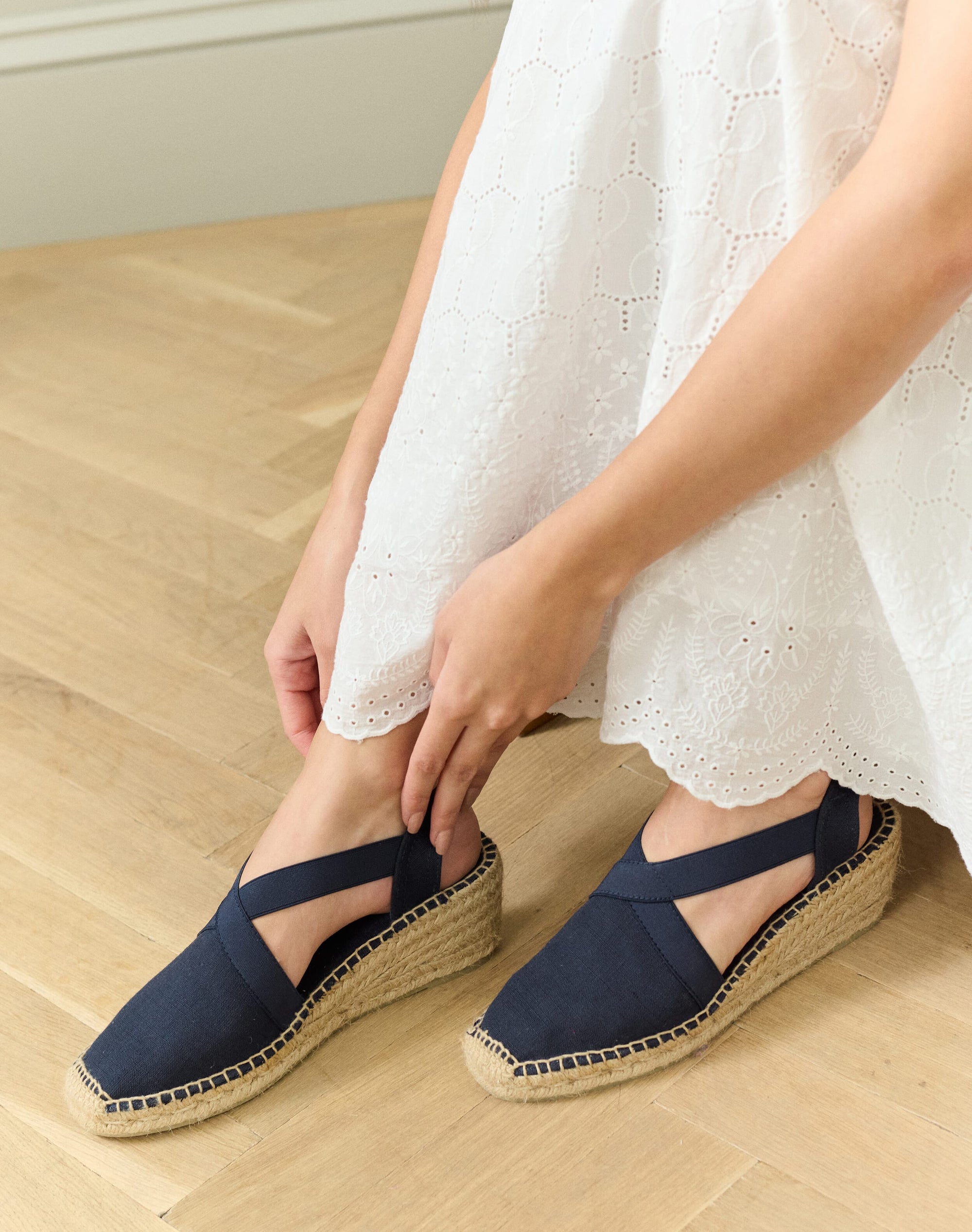 Linen Wedge Espadrilles