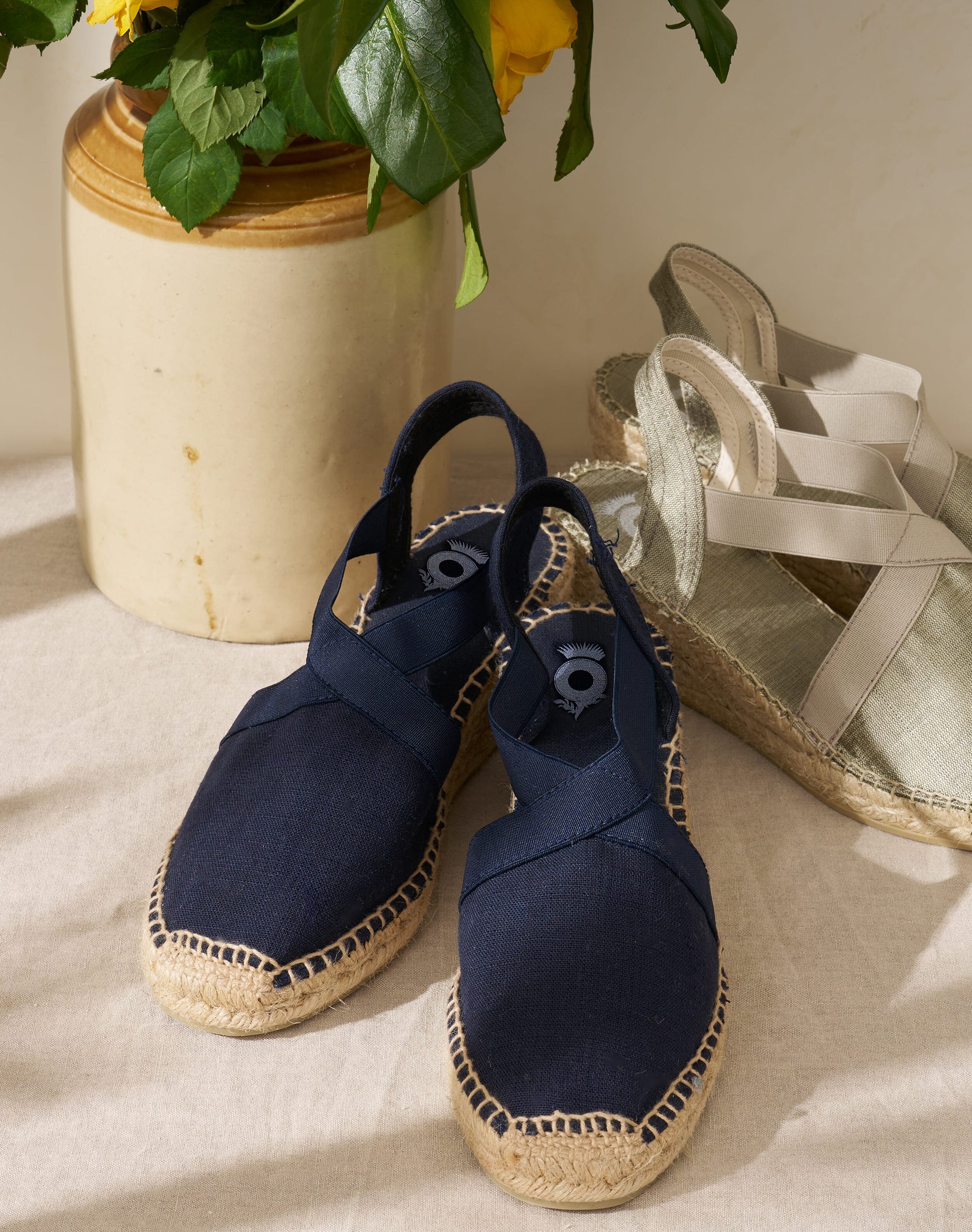 Linen Wedge Espadrilles