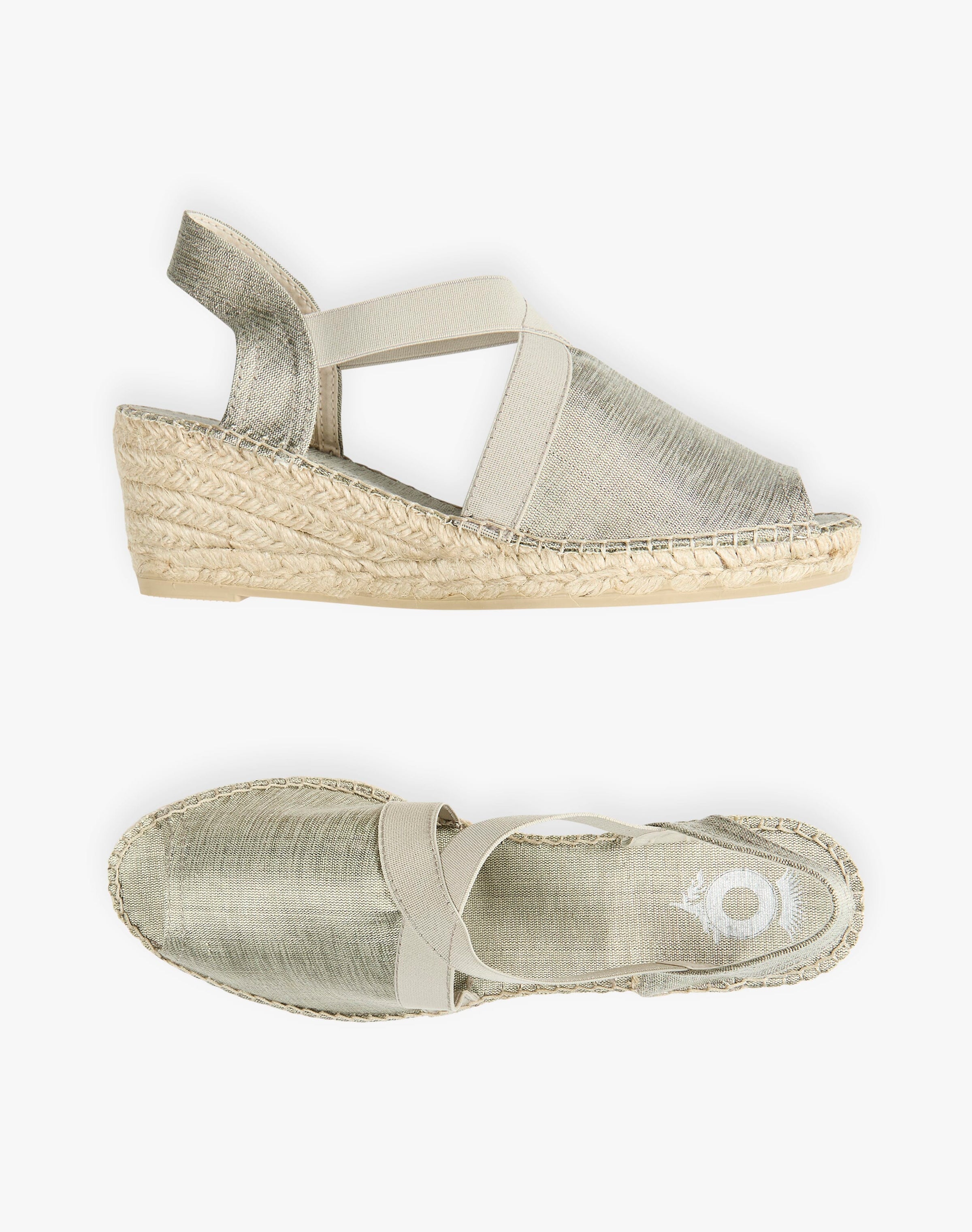 Metallic Peep Toe Wedge Espadrilles
