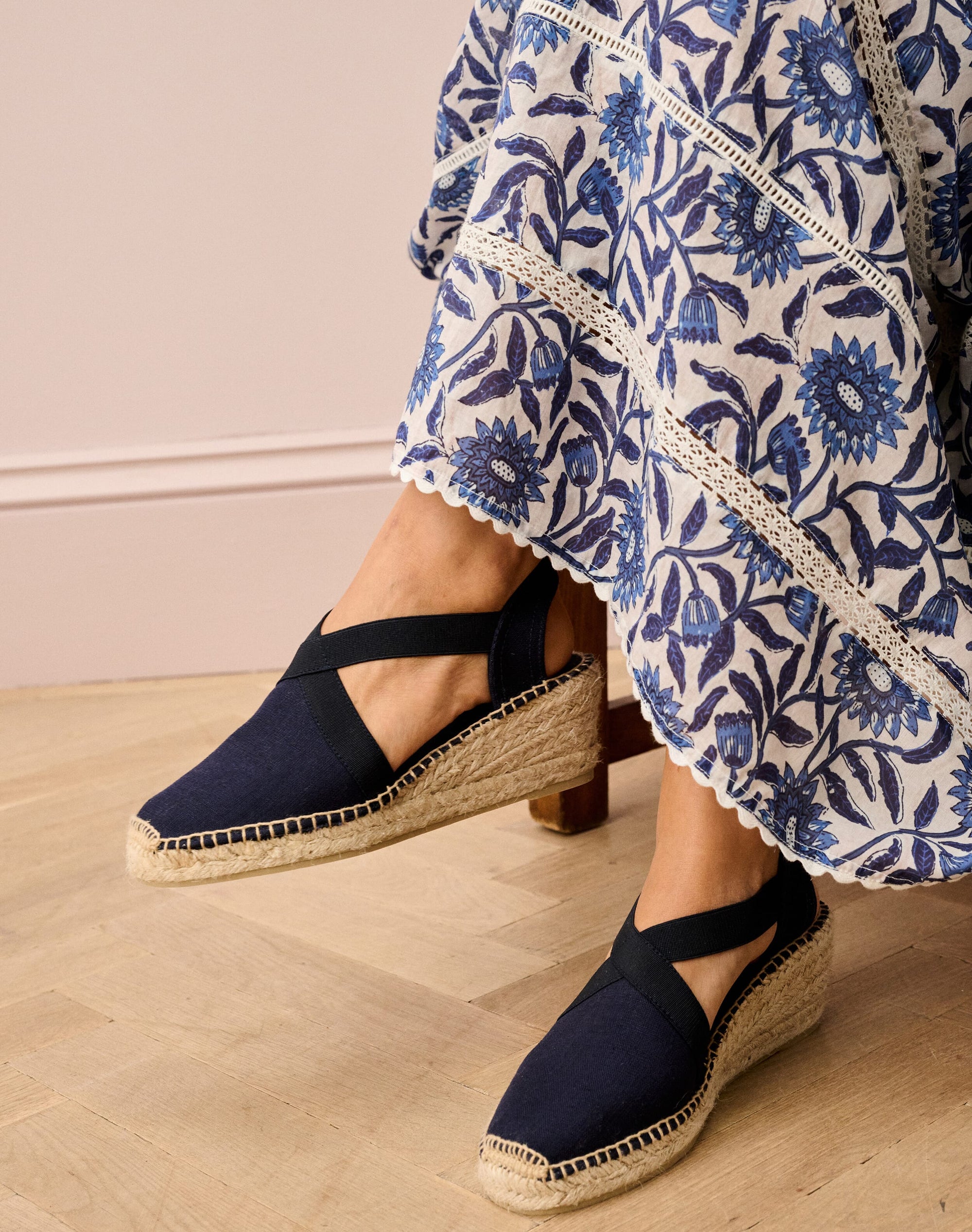 Linen Wedge Espadrilles