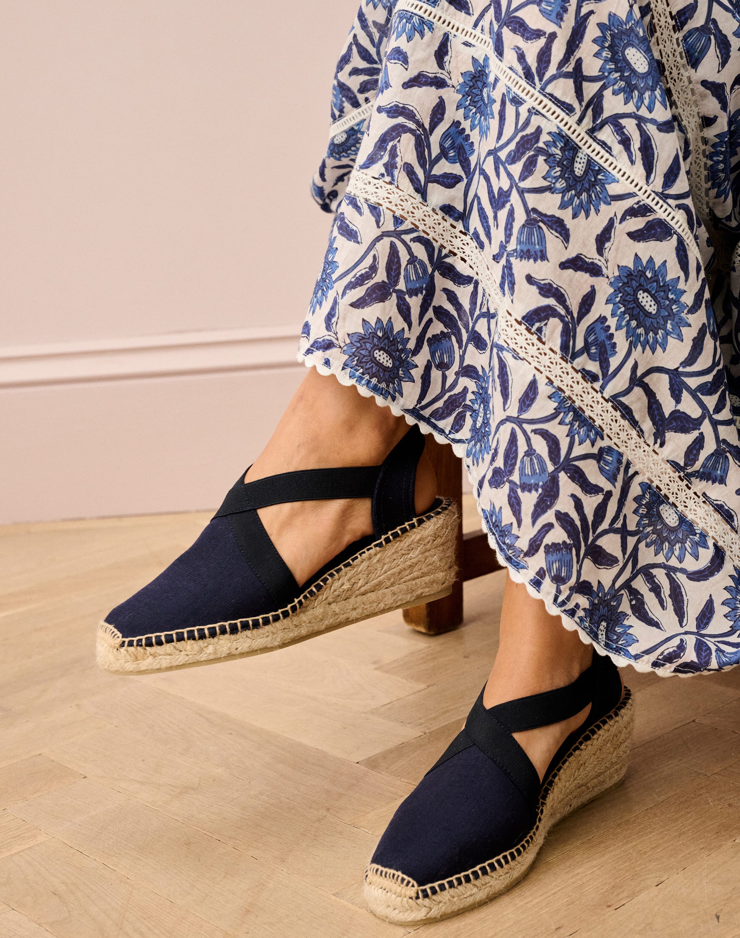 Linen Wedge Espadrilles