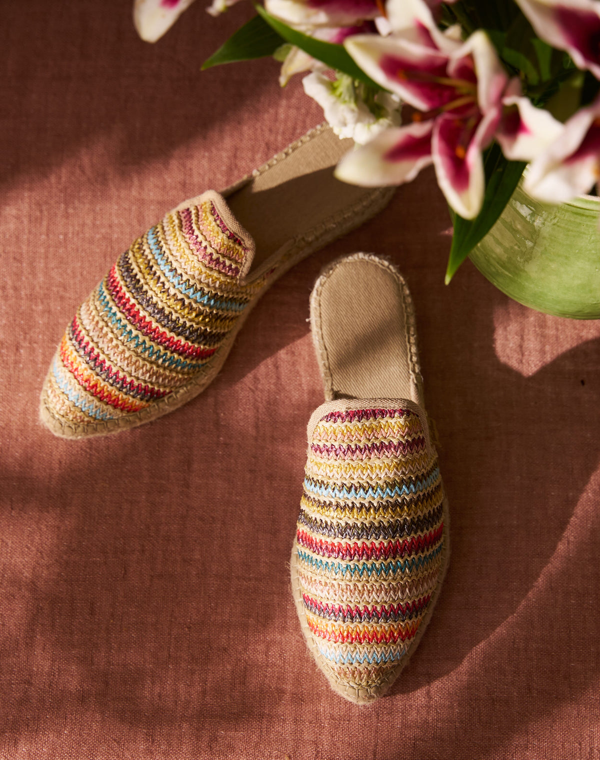 Raffia Stripe Mules