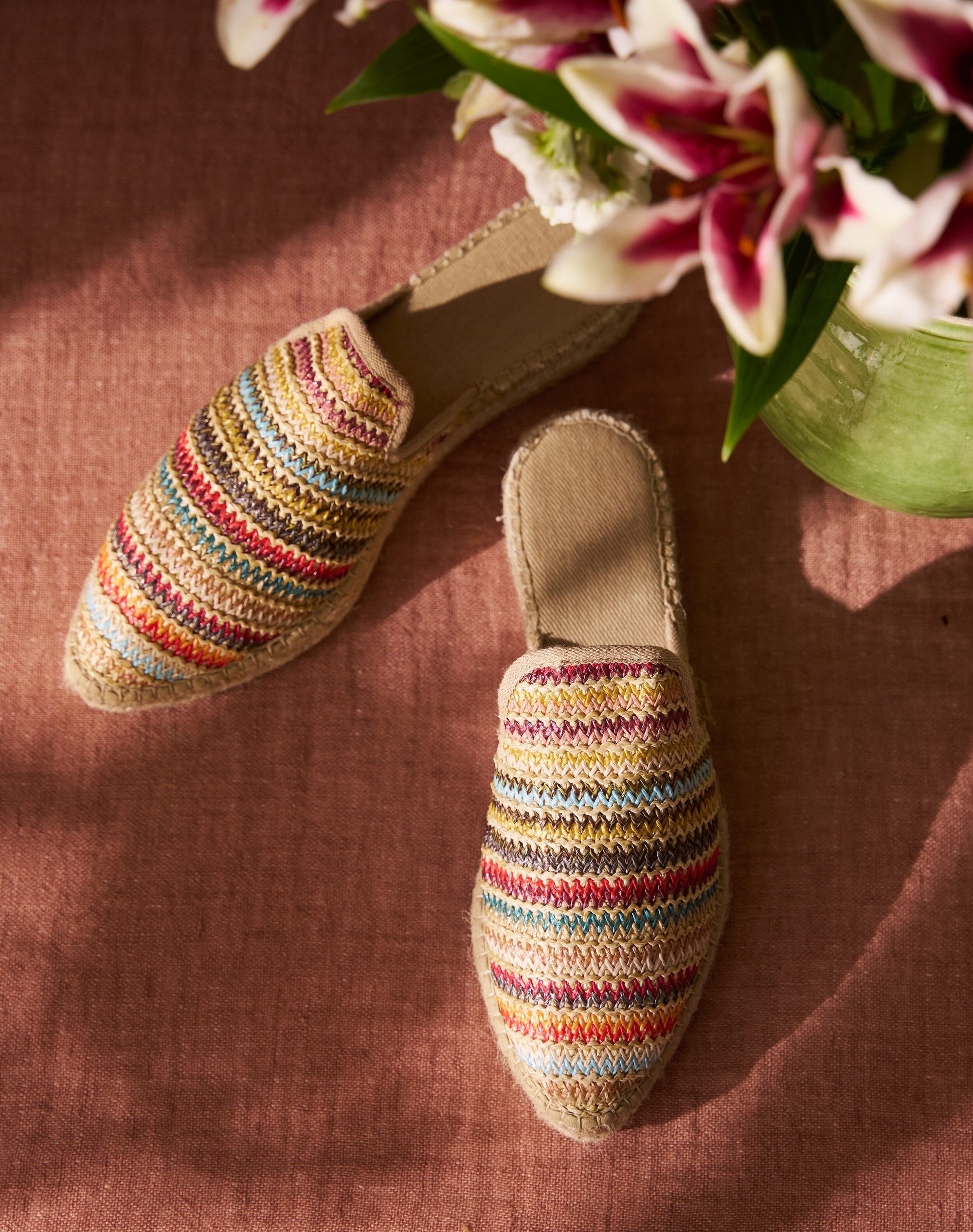 Raffia Stripe Mules