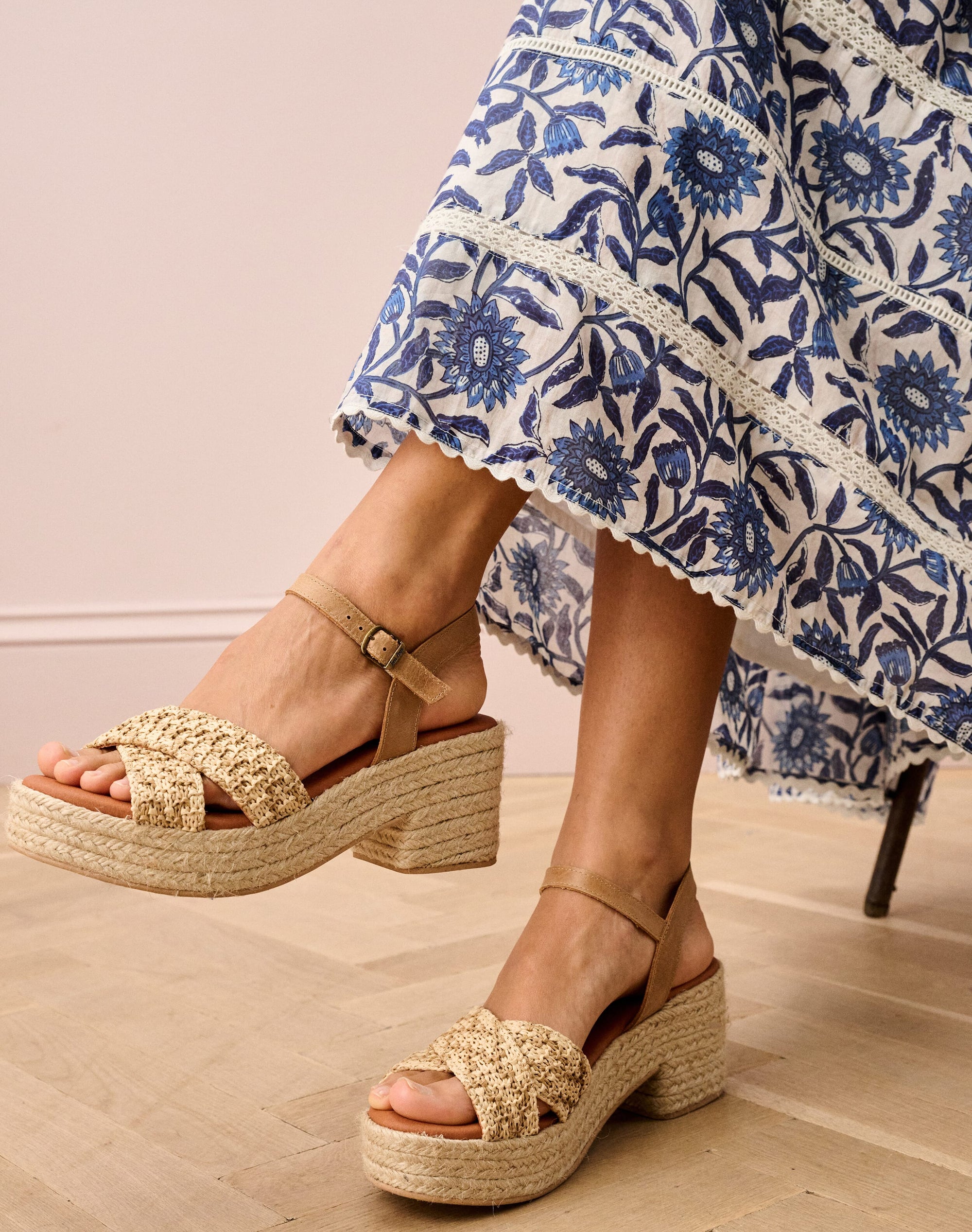 Raffia Block Heel Espadrilles