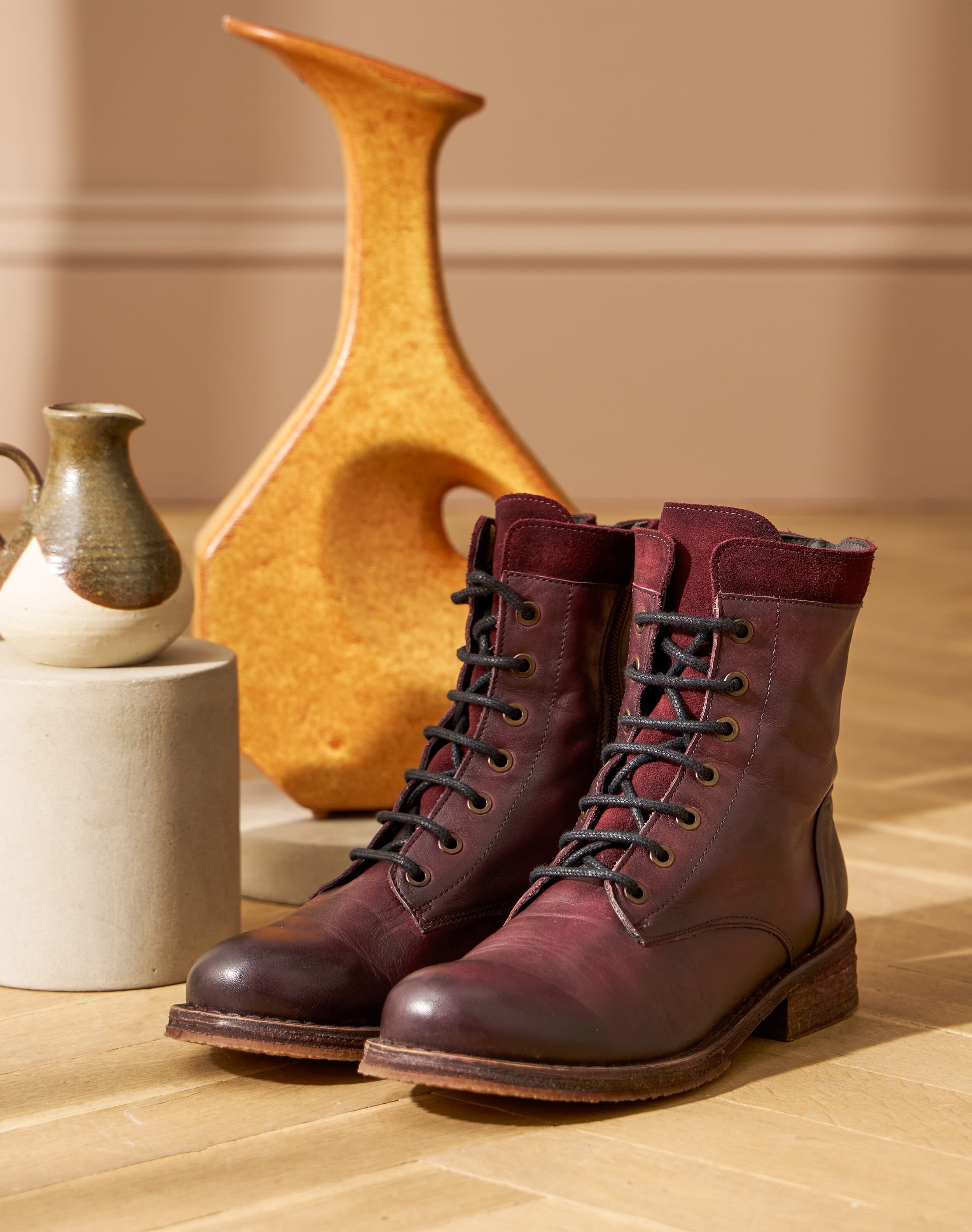 Leather Lace Up Boots