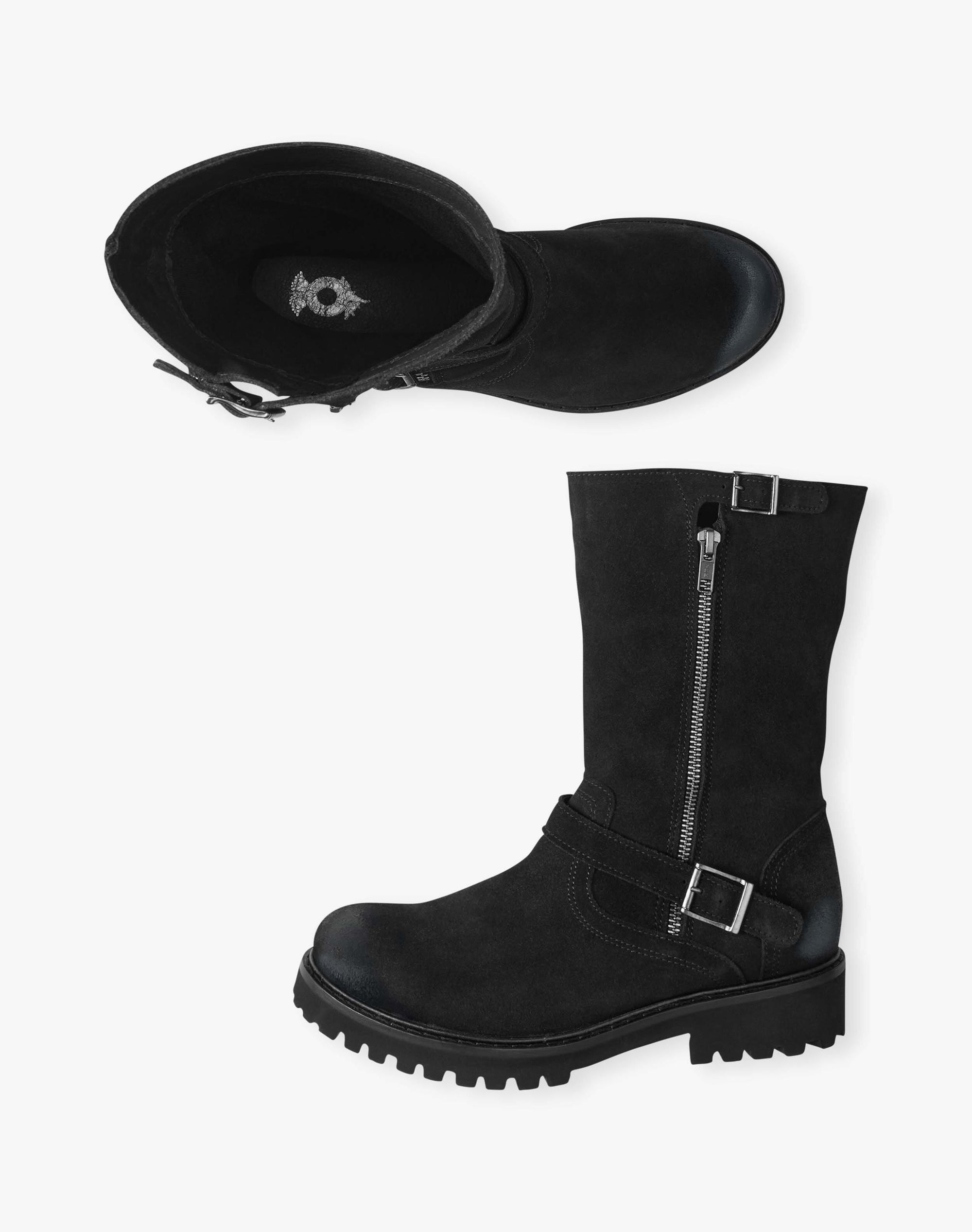 Suede Biker Boots