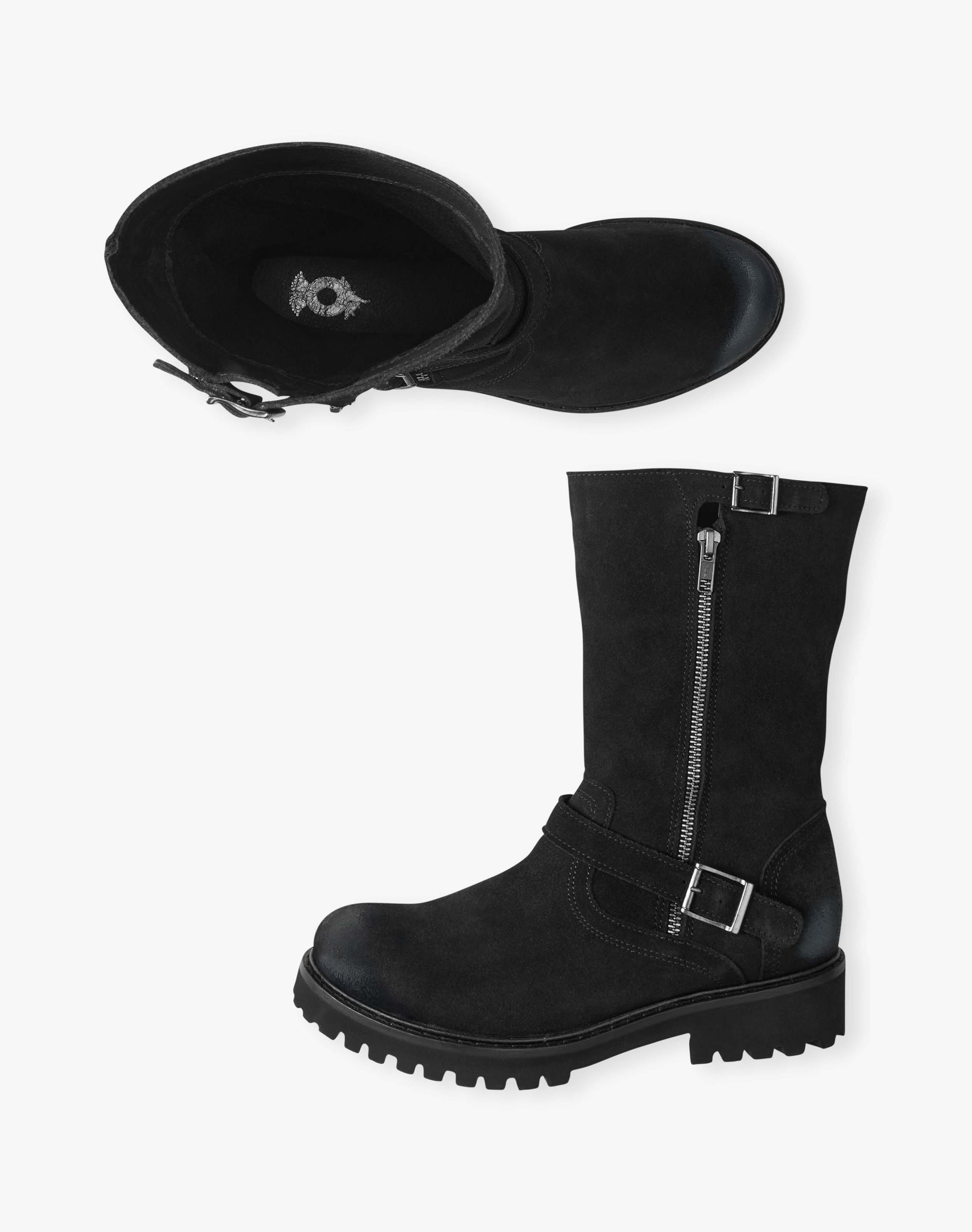 Suede Biker Boots