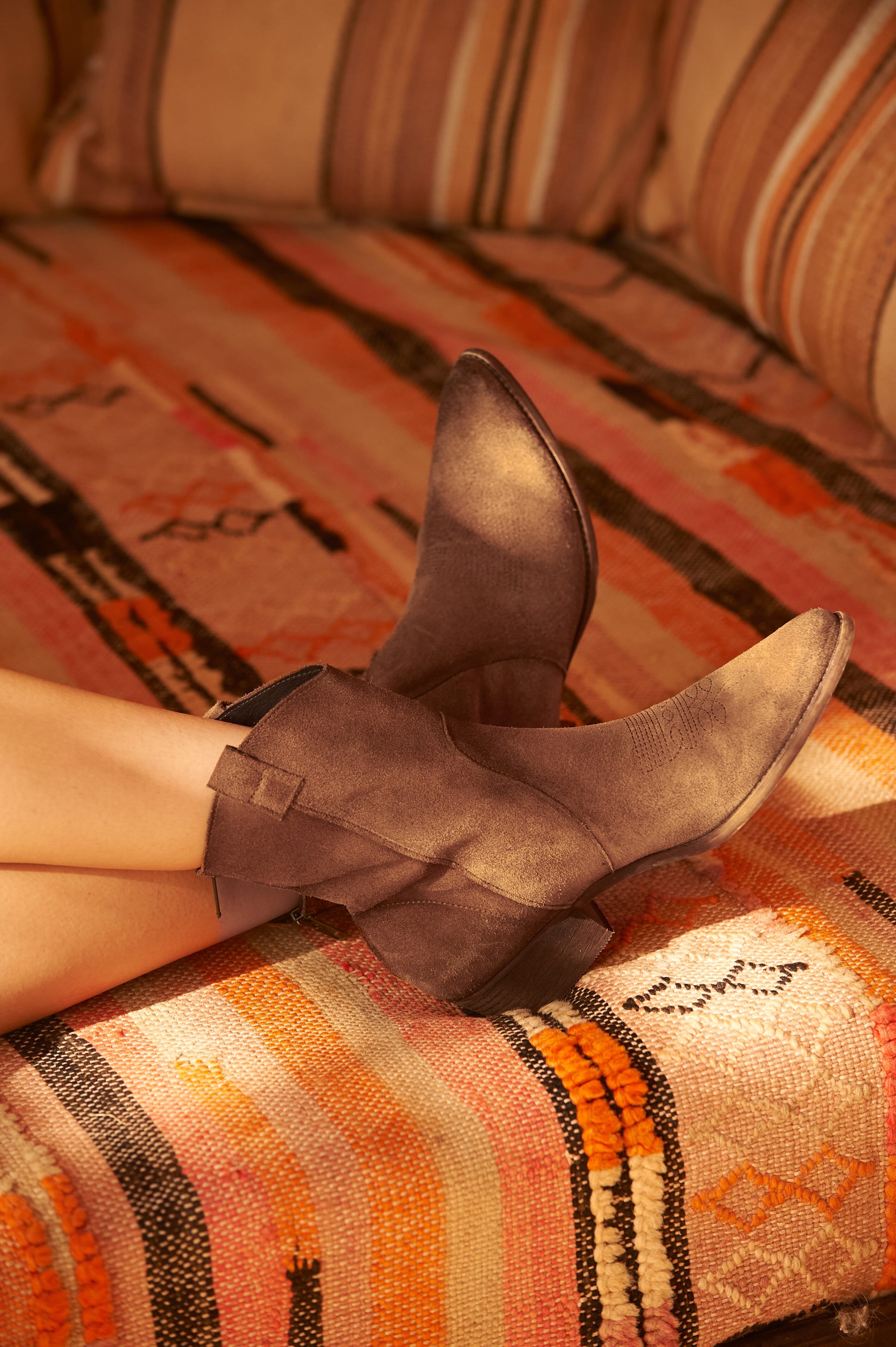 Suede Western Ankle Boots