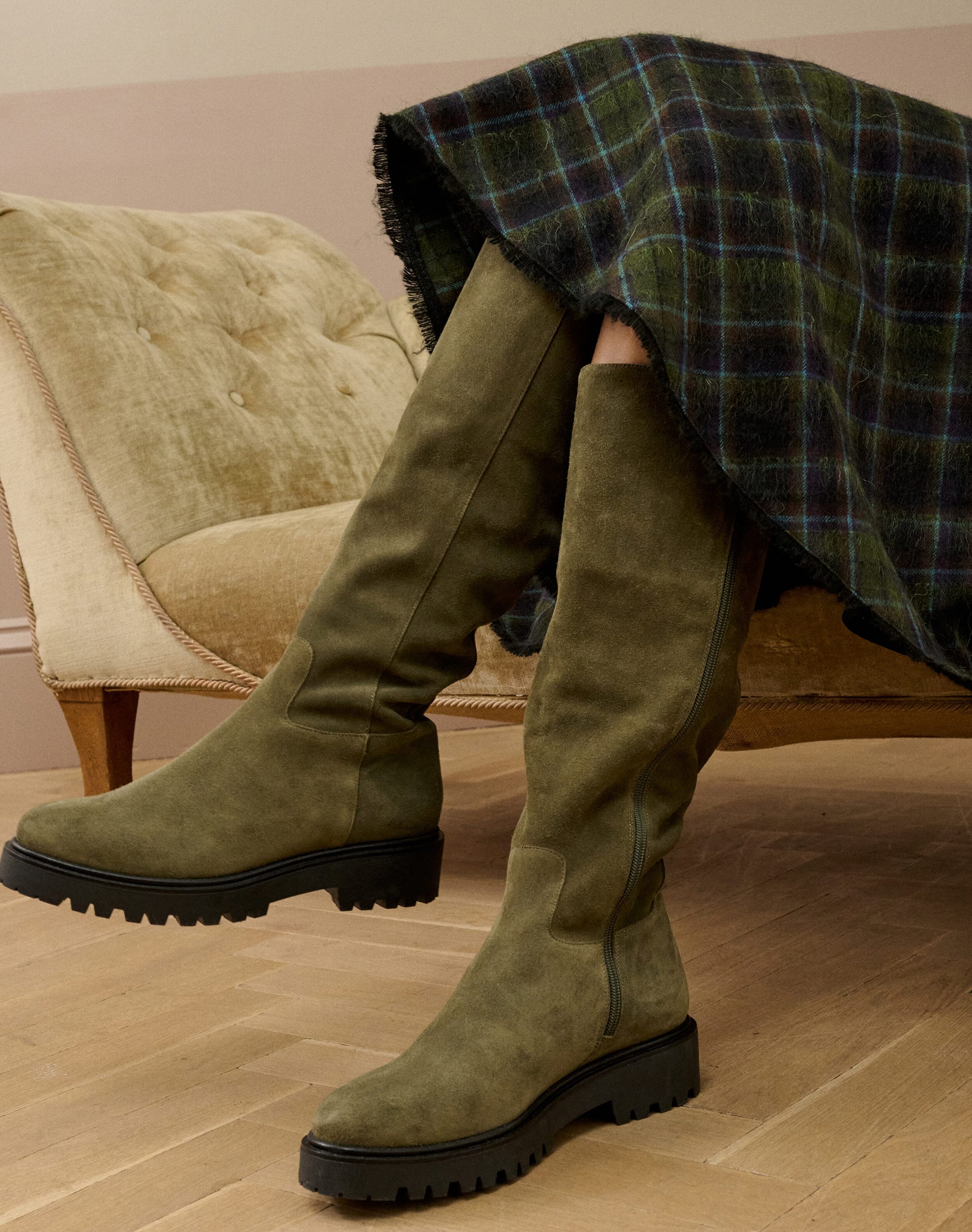 Suede Knee High Boots