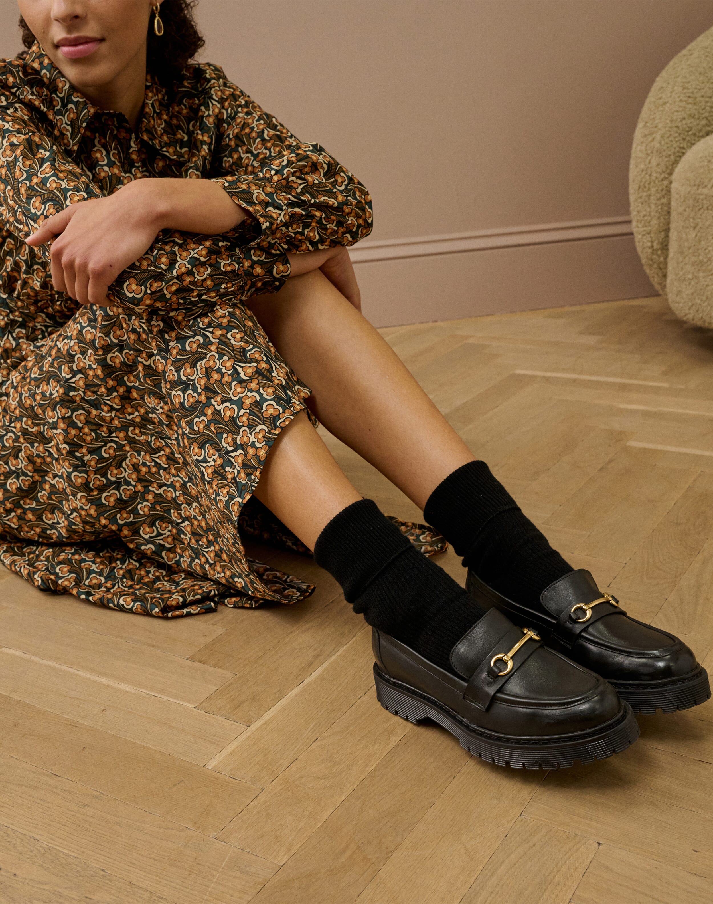 Leather Buckle Loafers