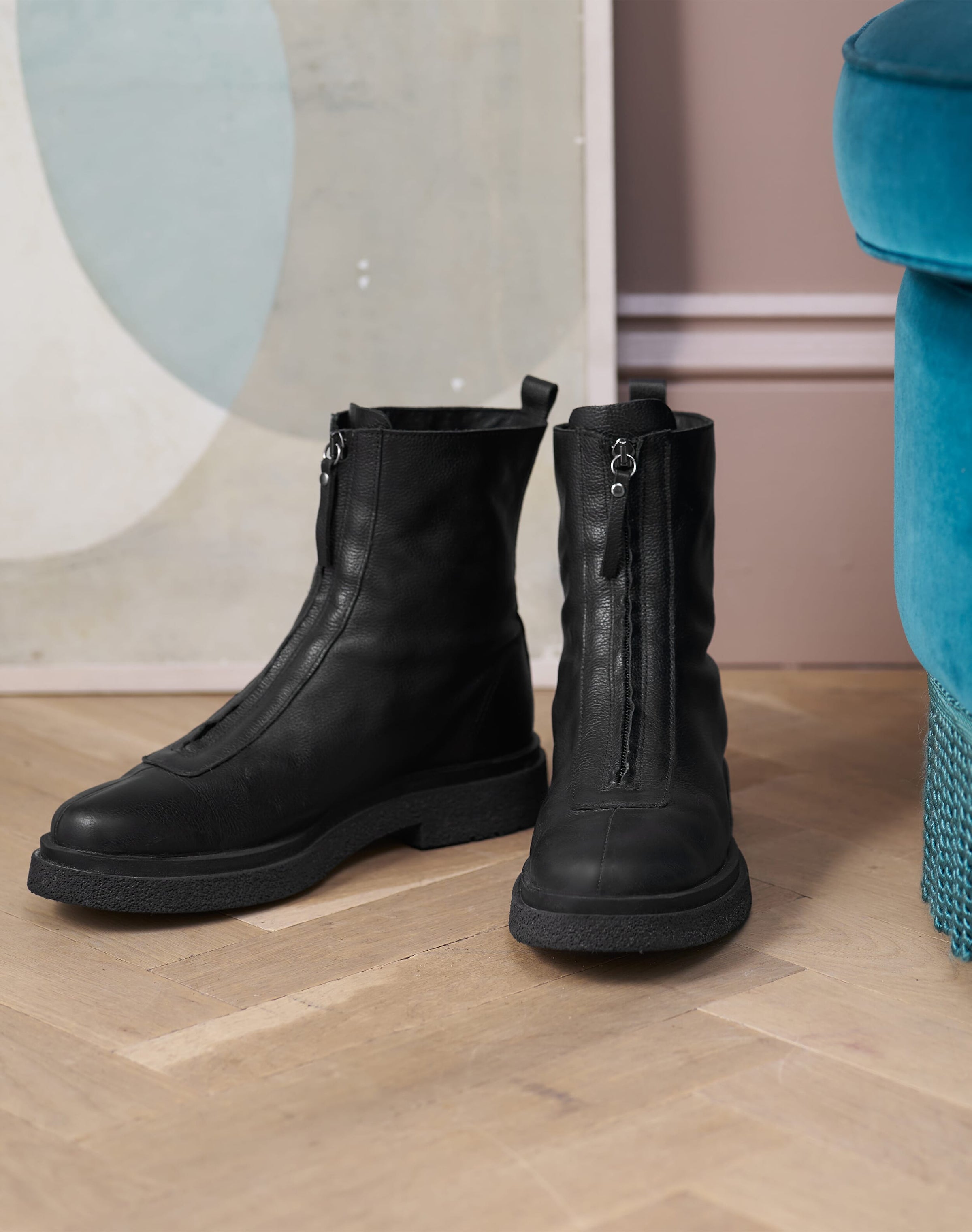 Leather Zip Front Boots