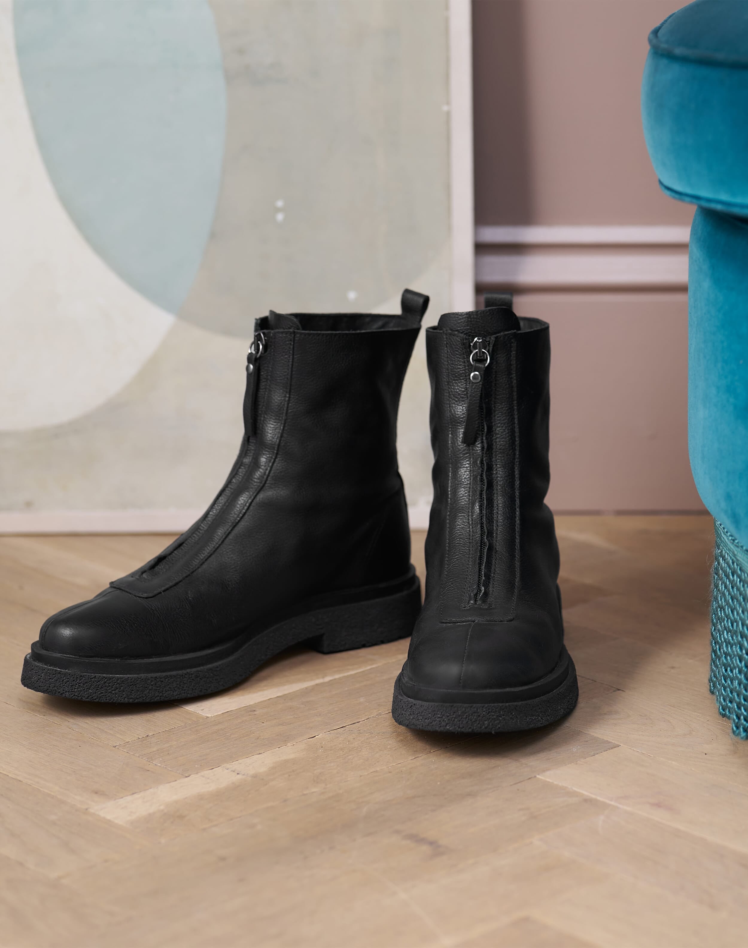 Leather Zip Front Boots
