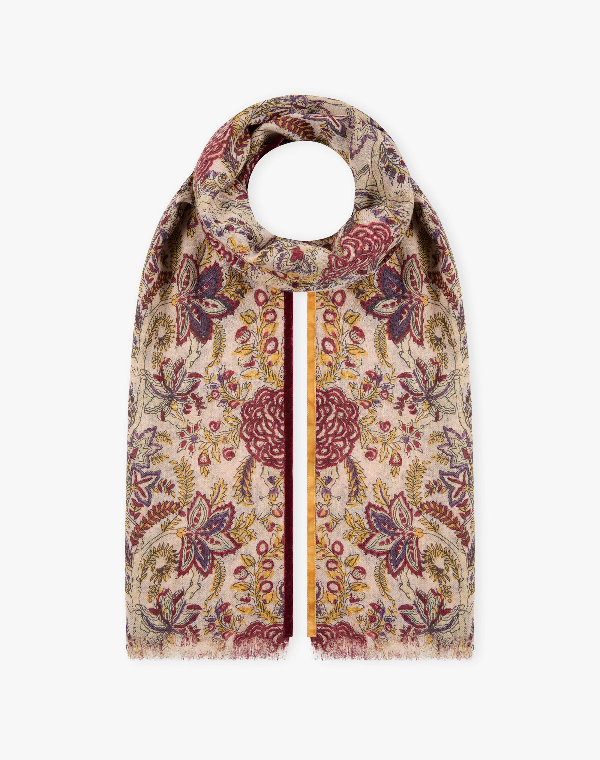 Velvet Trim Botanic Wool Stole