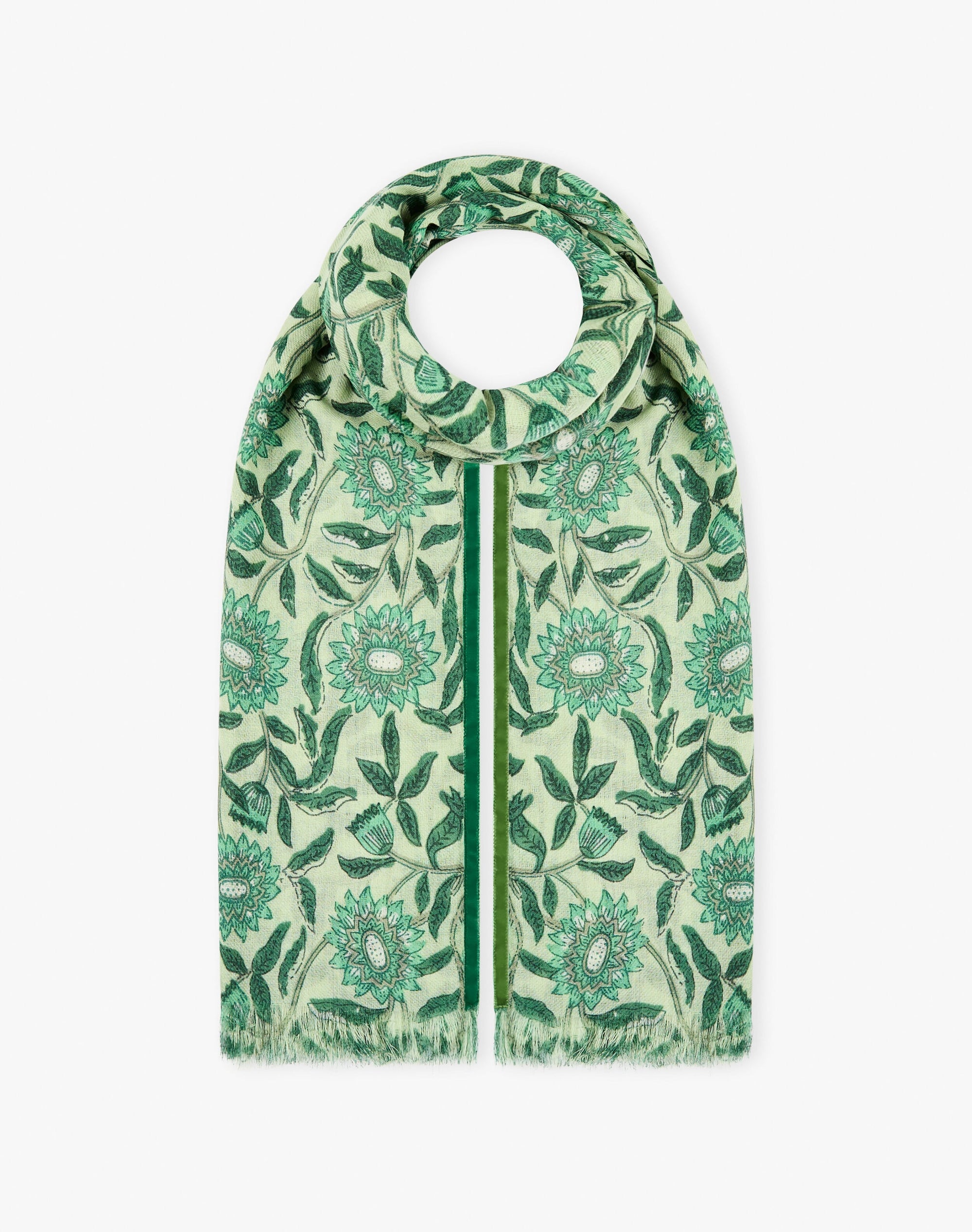 Velvet Trim Botanic Wool Stole