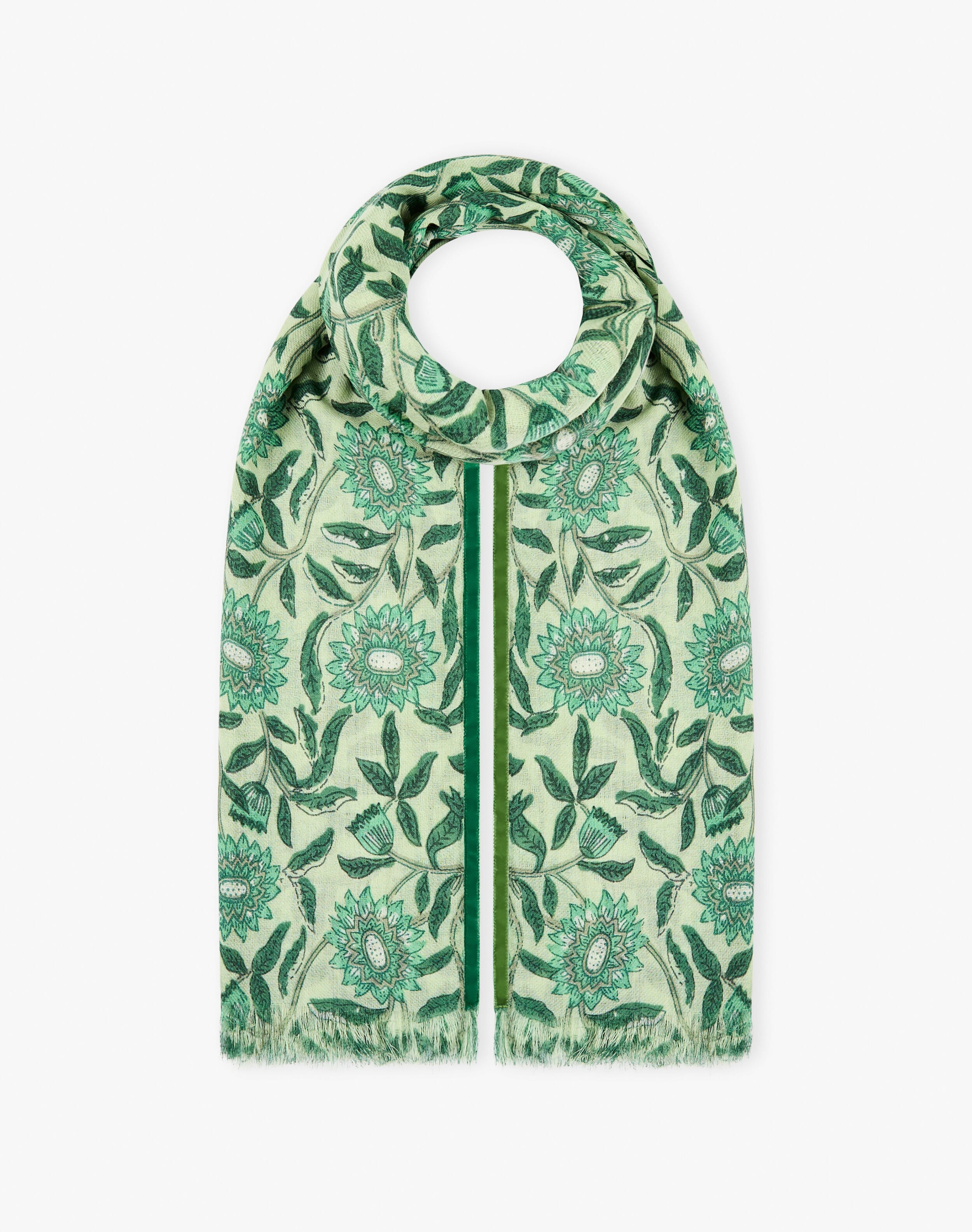 Velvet Trim Botanic Wool Stole
