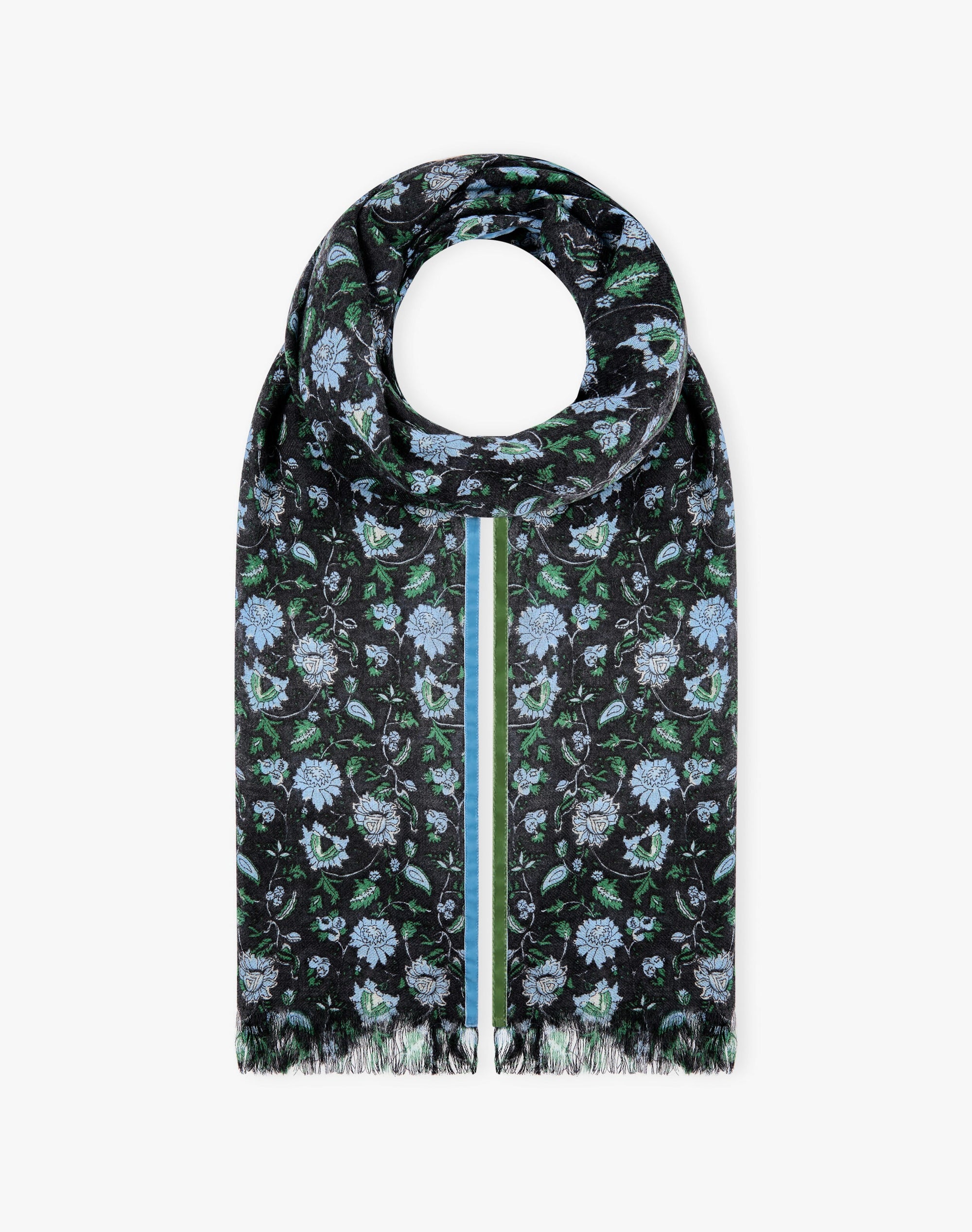 Velvet Trim Botanic Wool Stole
