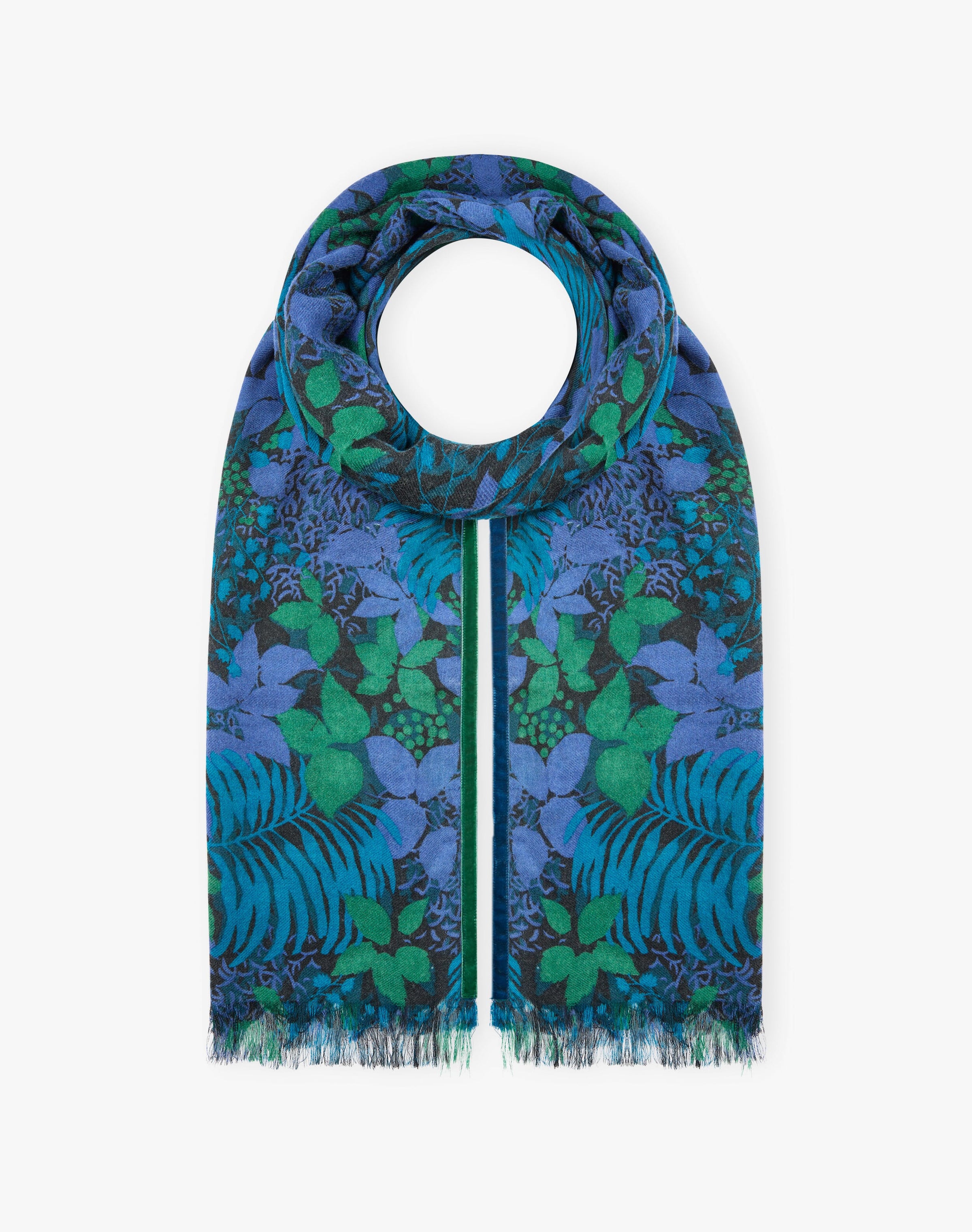 Velvet Trim Botanic Wool Stole