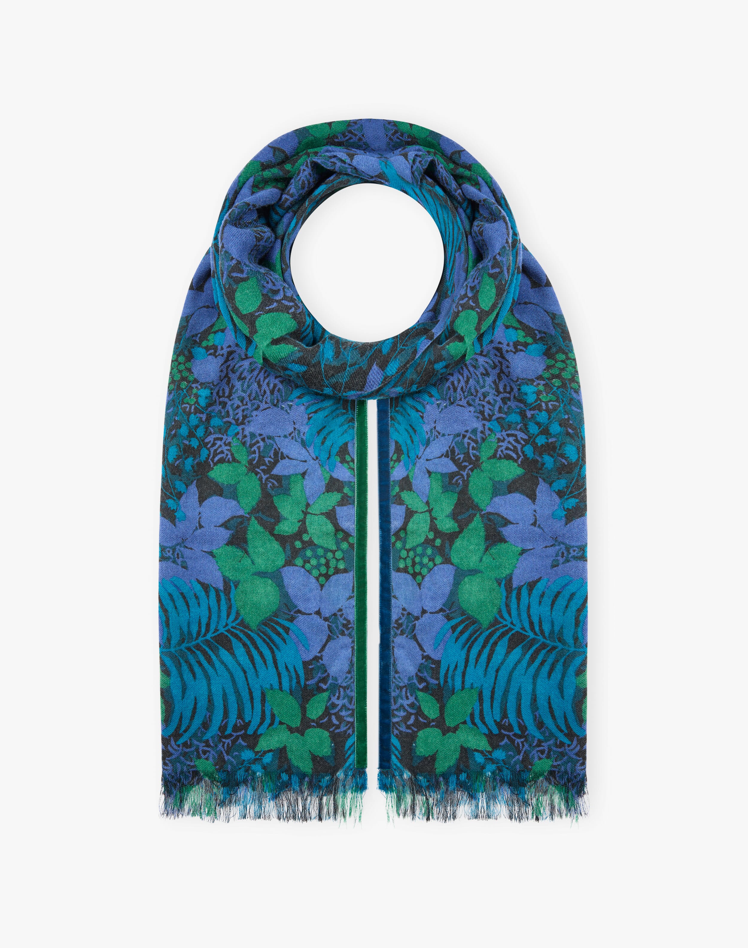 Velvet Trim Botanic Wool Stole